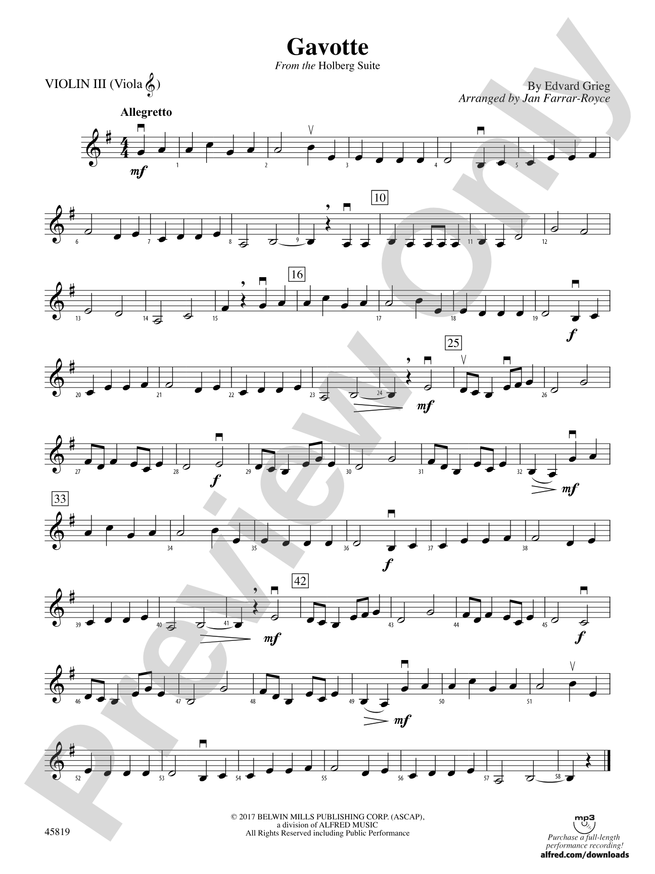 Gavotte: 3rd Violin (Viola [TC])