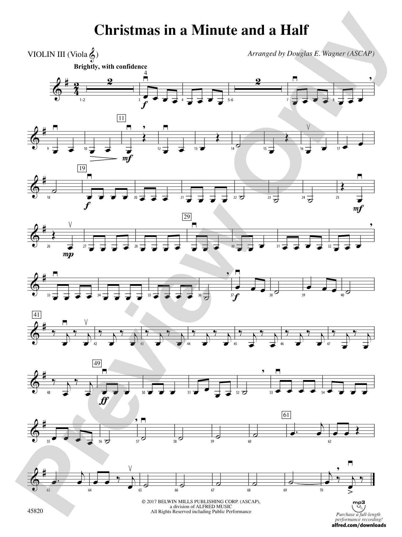 Christmas in a Minute and a Half: 3rd Violin (Viola [TC])