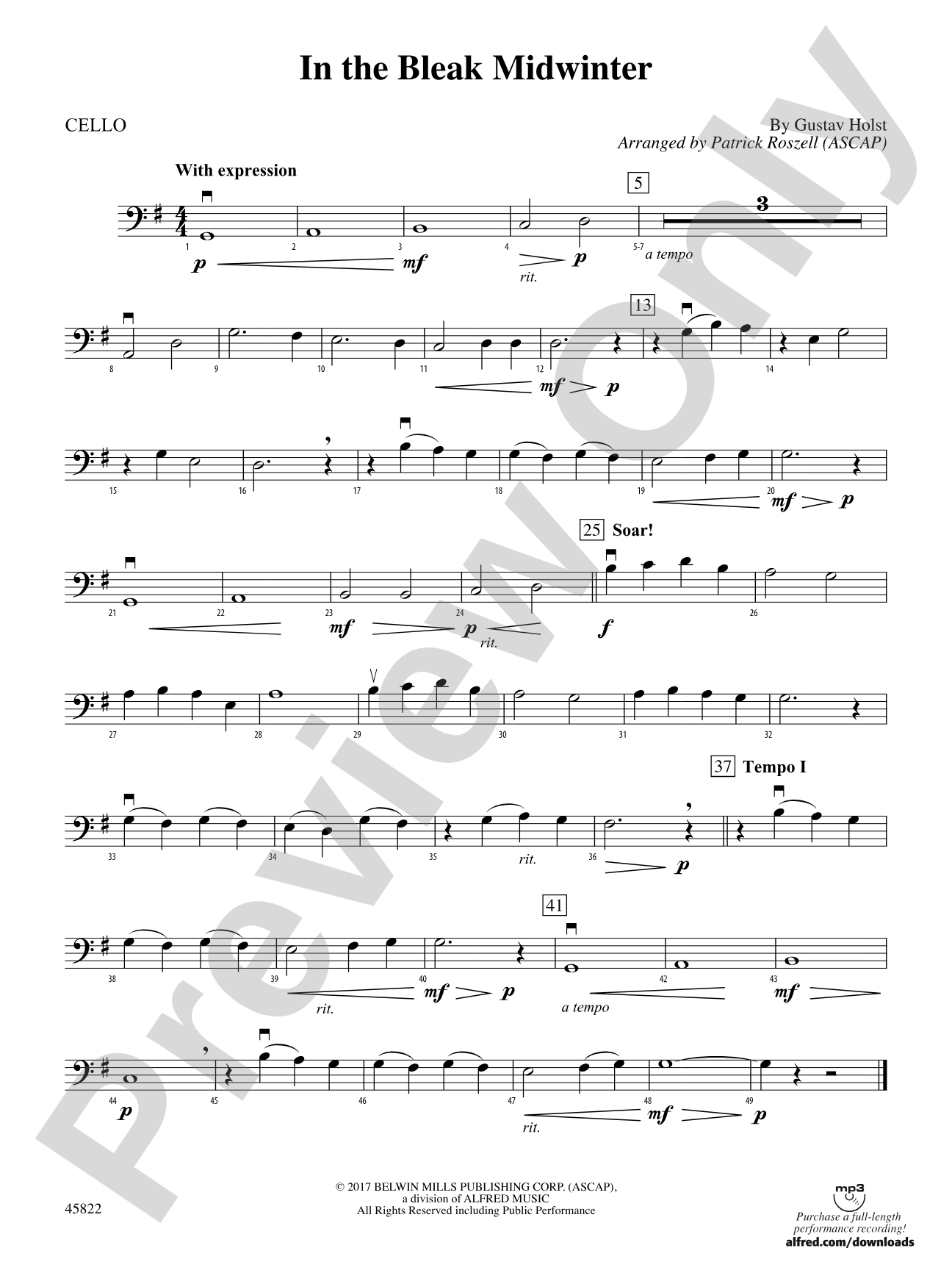 In the Bleak Midwinter: Cello