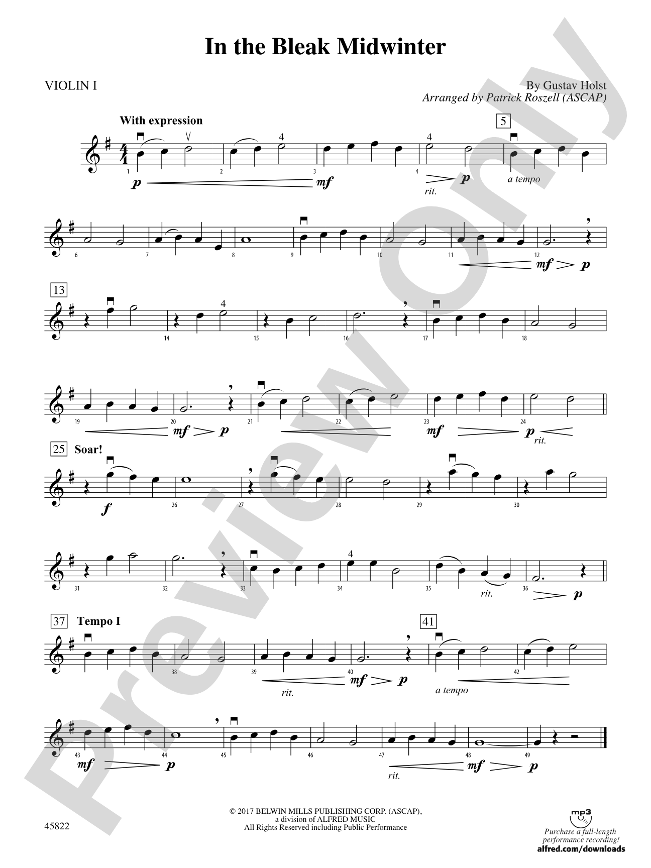 In the Bleak Midwinter: 1st Violin