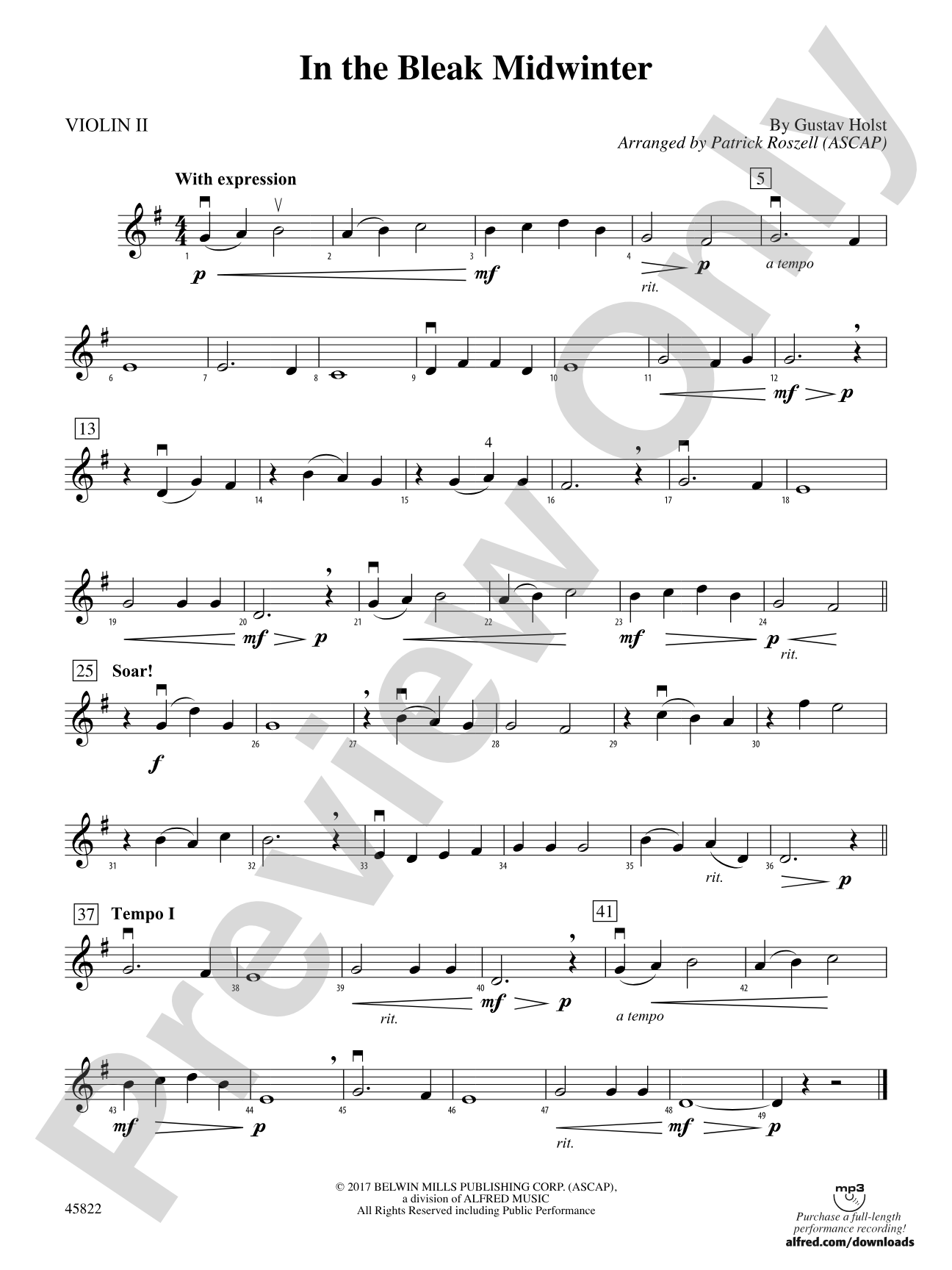 In the Bleak Midwinter: 2nd Violin