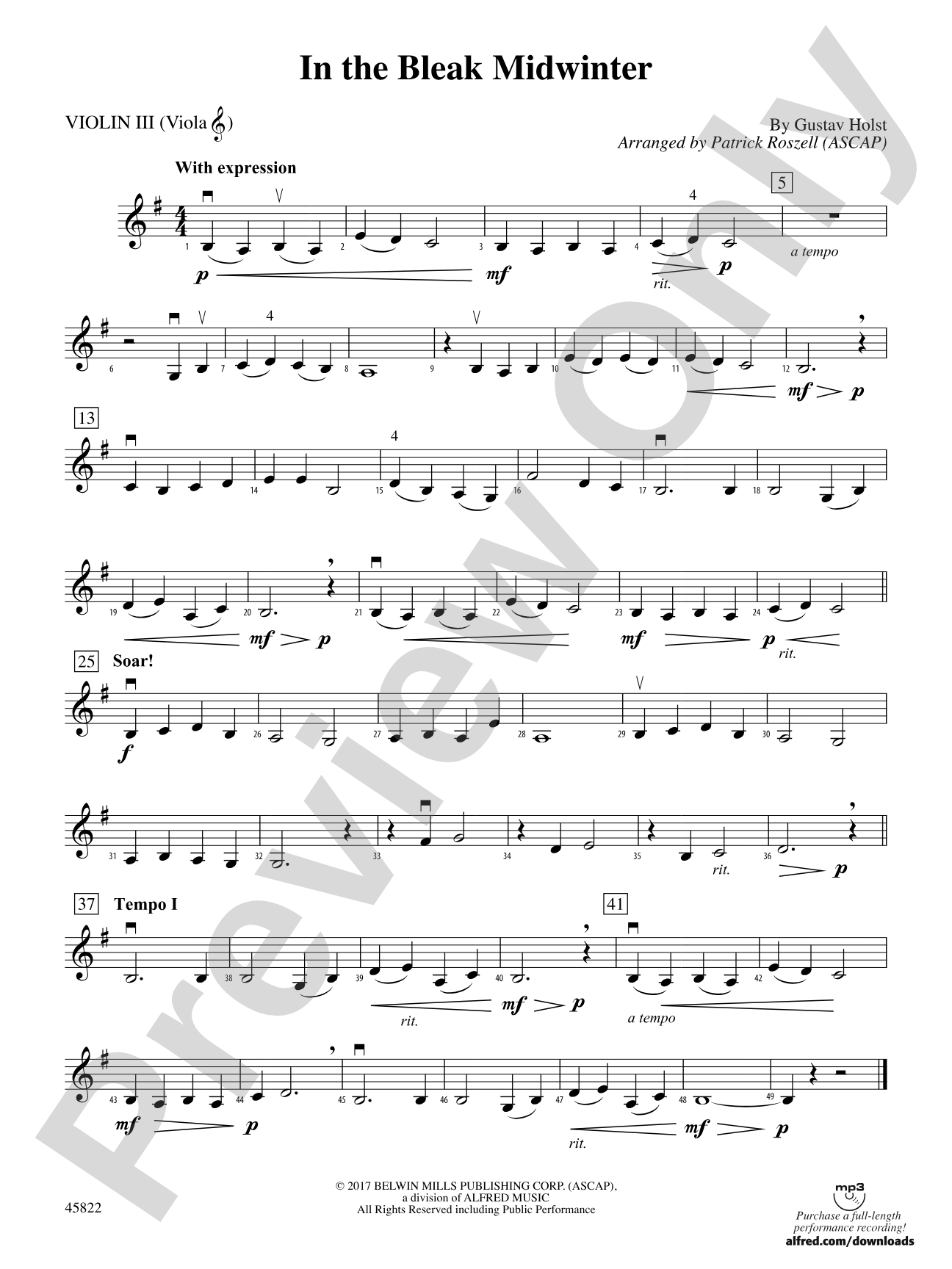 In the Bleak Midwinter: 3rd Violin (Viola [TC])