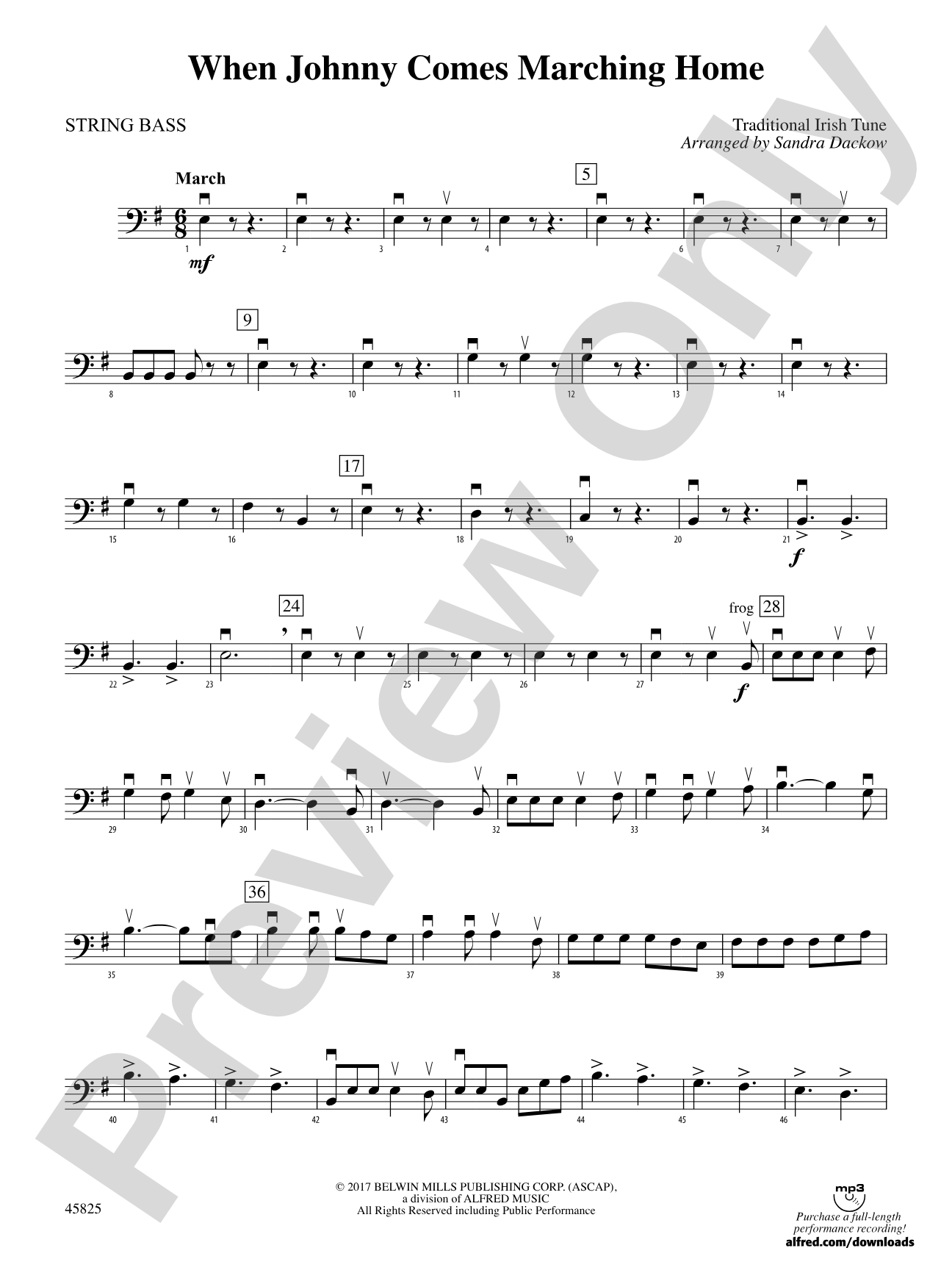 When Johnny Comes Marching Home: String Bass