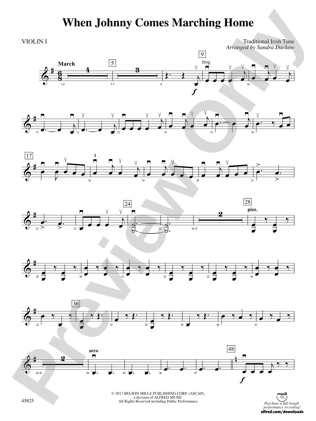 When Johnny Comes Marching Home: 1st Violin