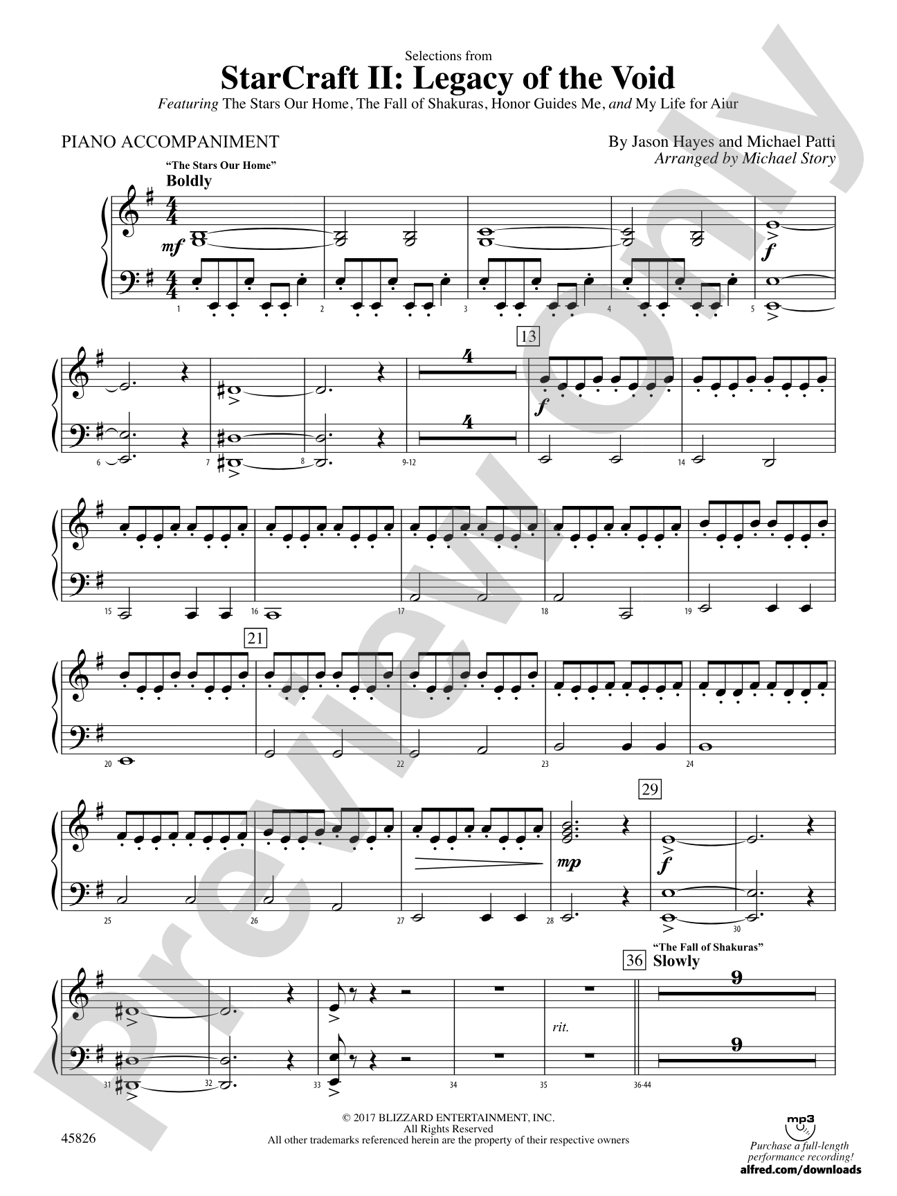 StarCraft II: Legacy of the Void, Selections from: Piano Accompaniment