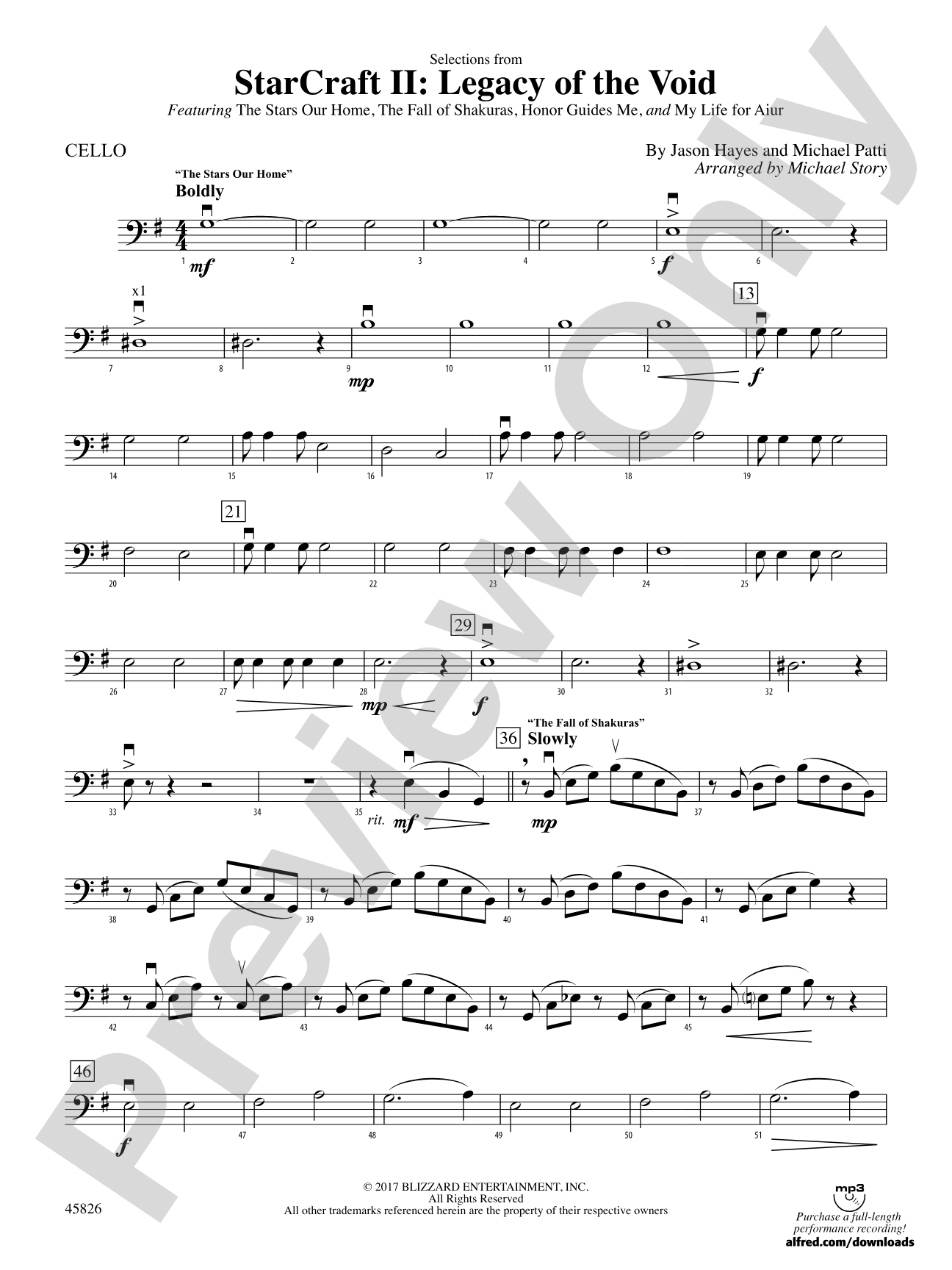 StarCraft II: Legacy of the Void, Selections from: Cello