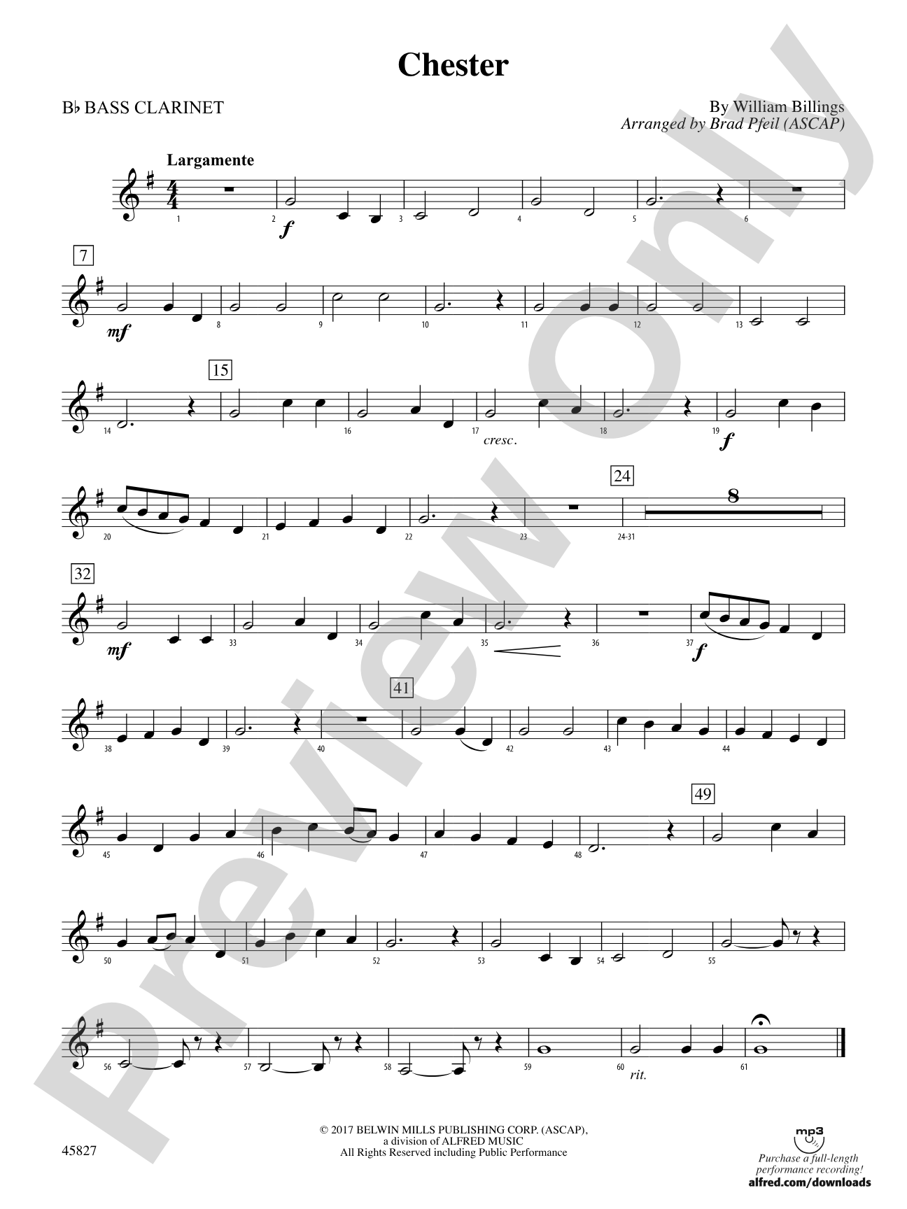 Chester: B-flat Bass Clarinet
