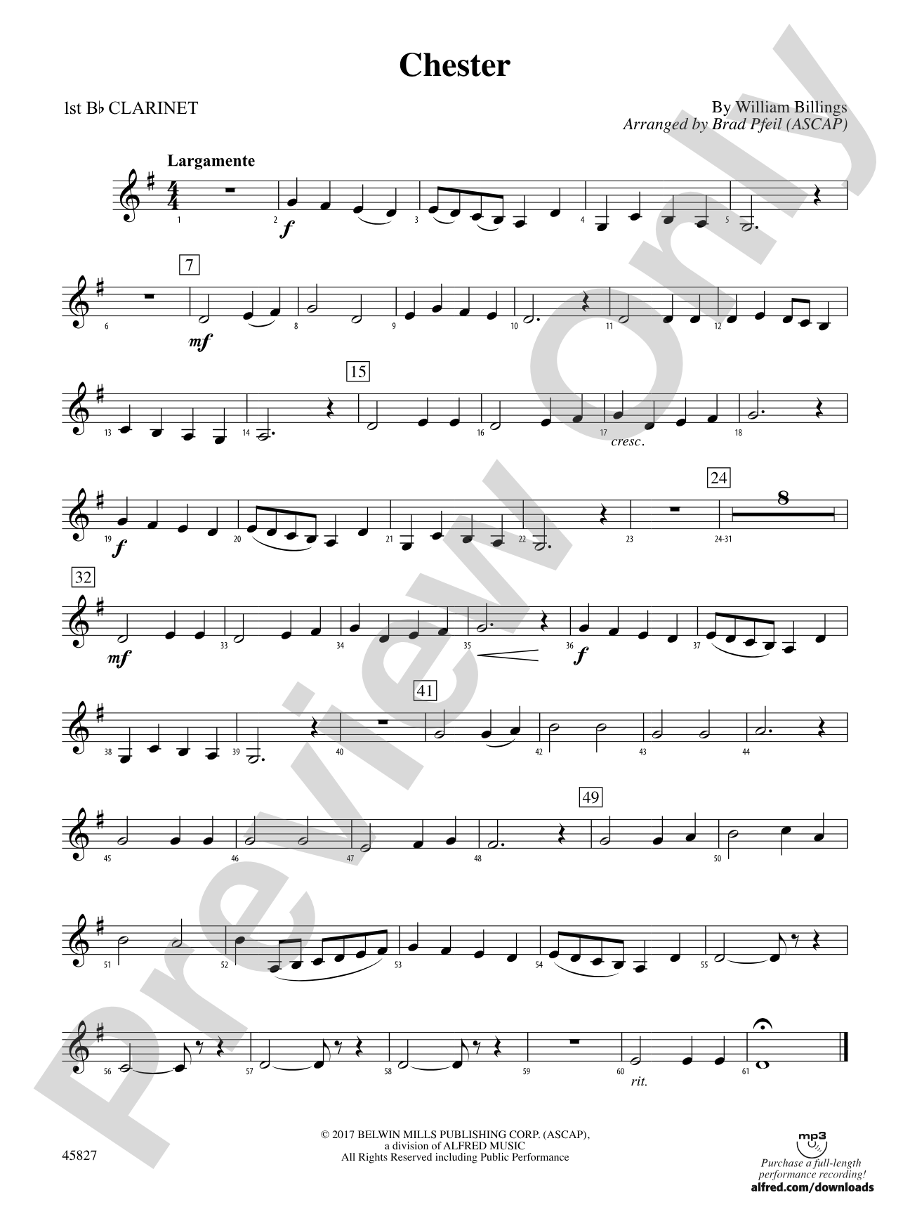 Chester: 1st B-flat Clarinet