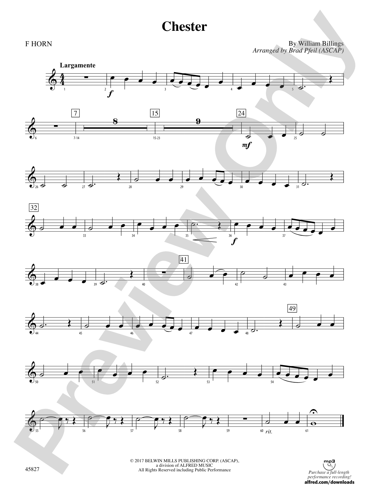 Chester: 1st F Horn