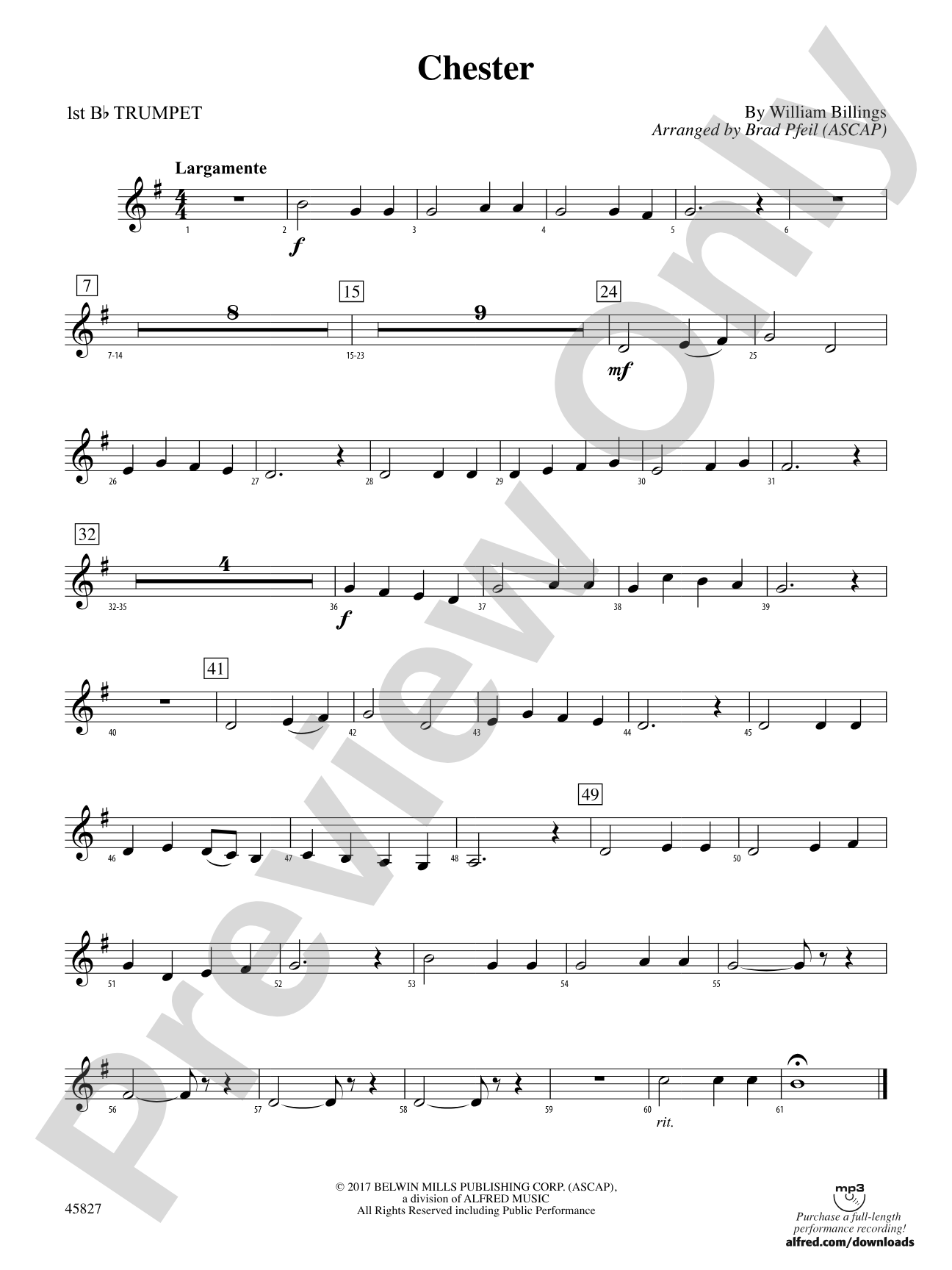 Chester: 1st B-flat Trumpet