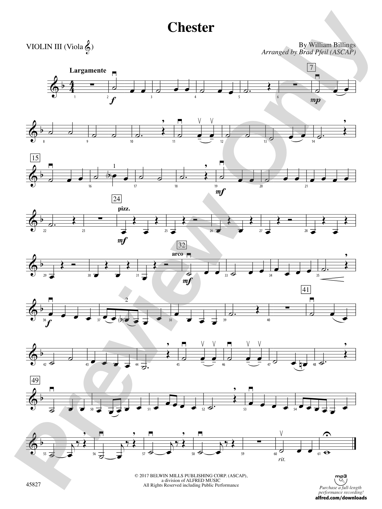 Chester: 3rd Violin (Viola [TC])