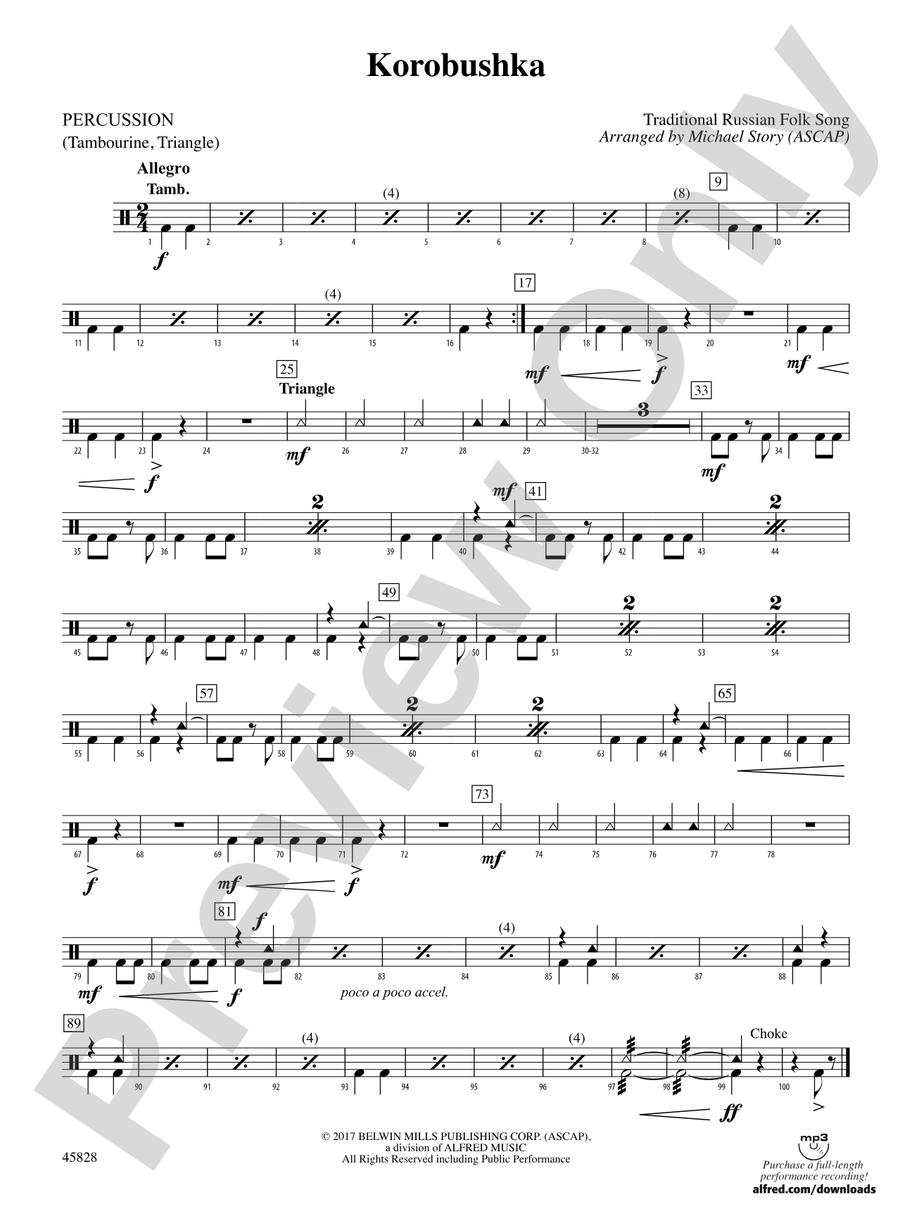 Korobushka: 1st Percussion