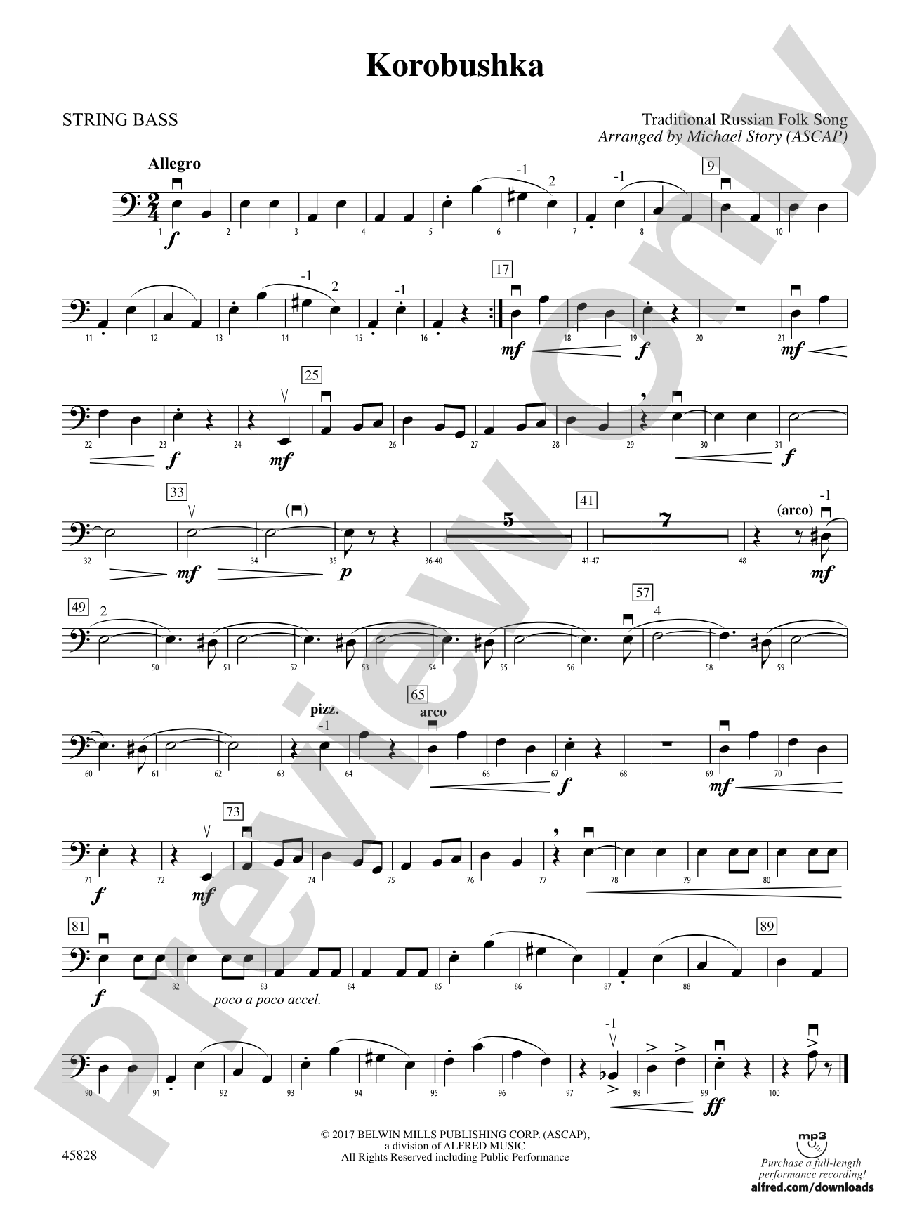 Korobushka: String Bass