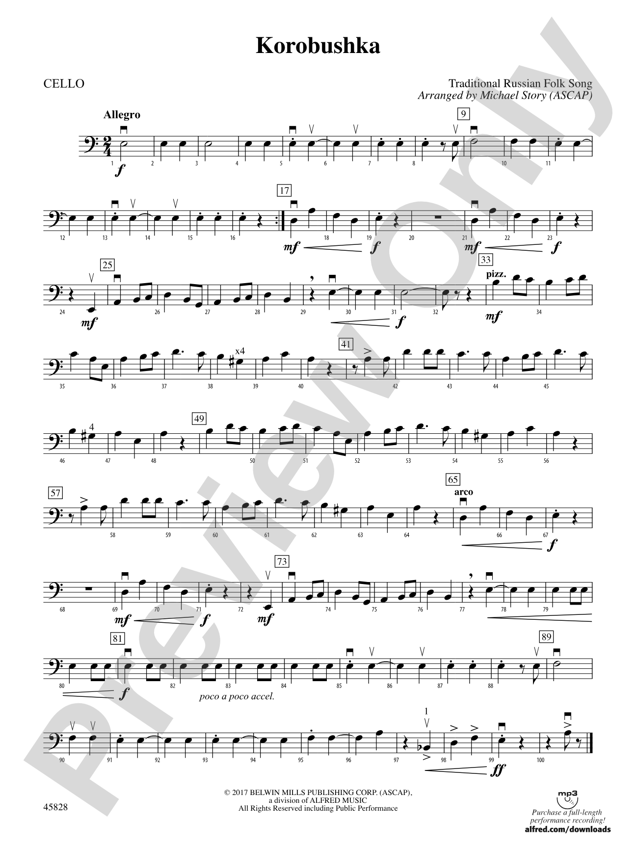 Korobushka: Cello