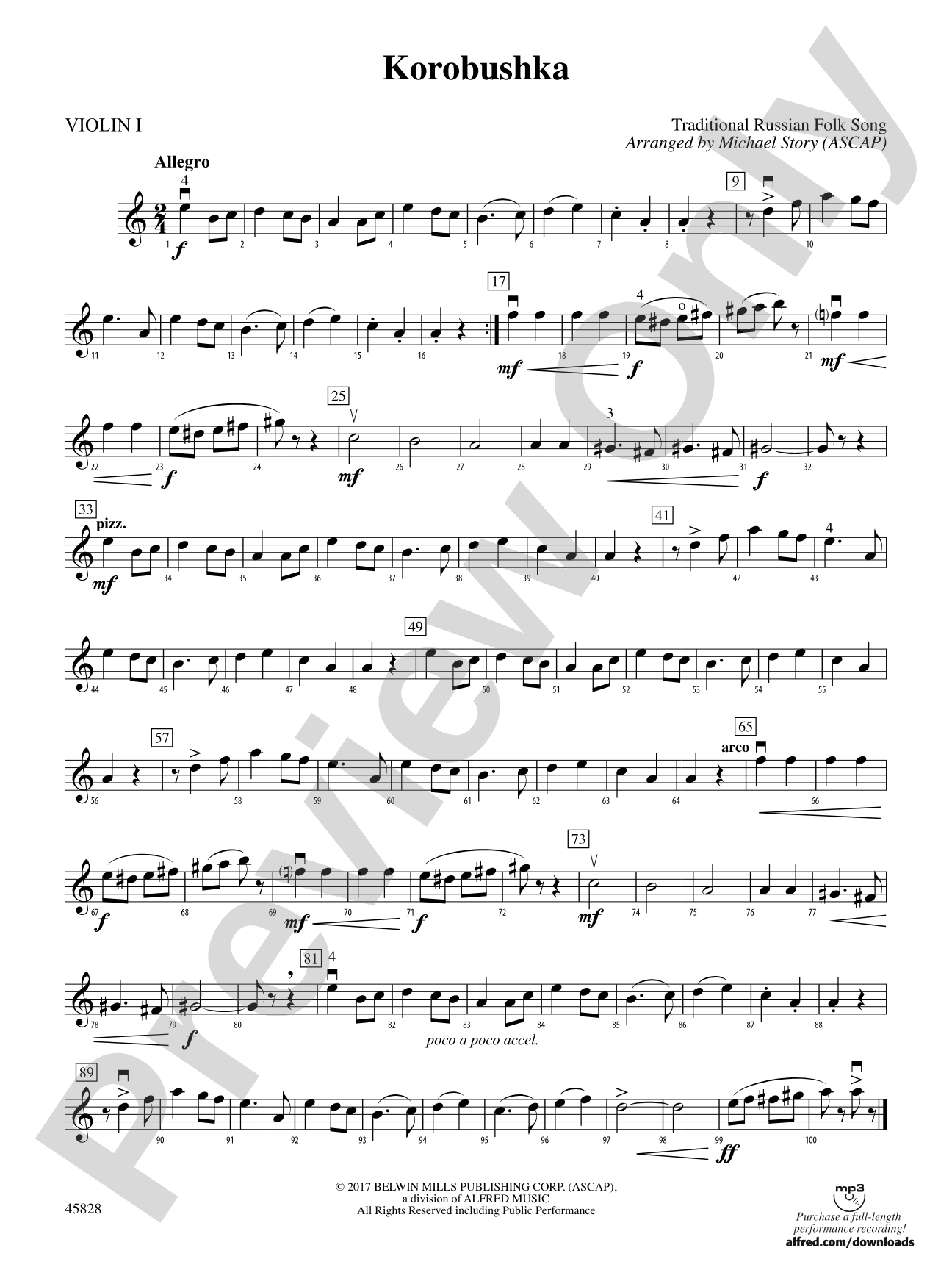 Korobushka: 1st Violin