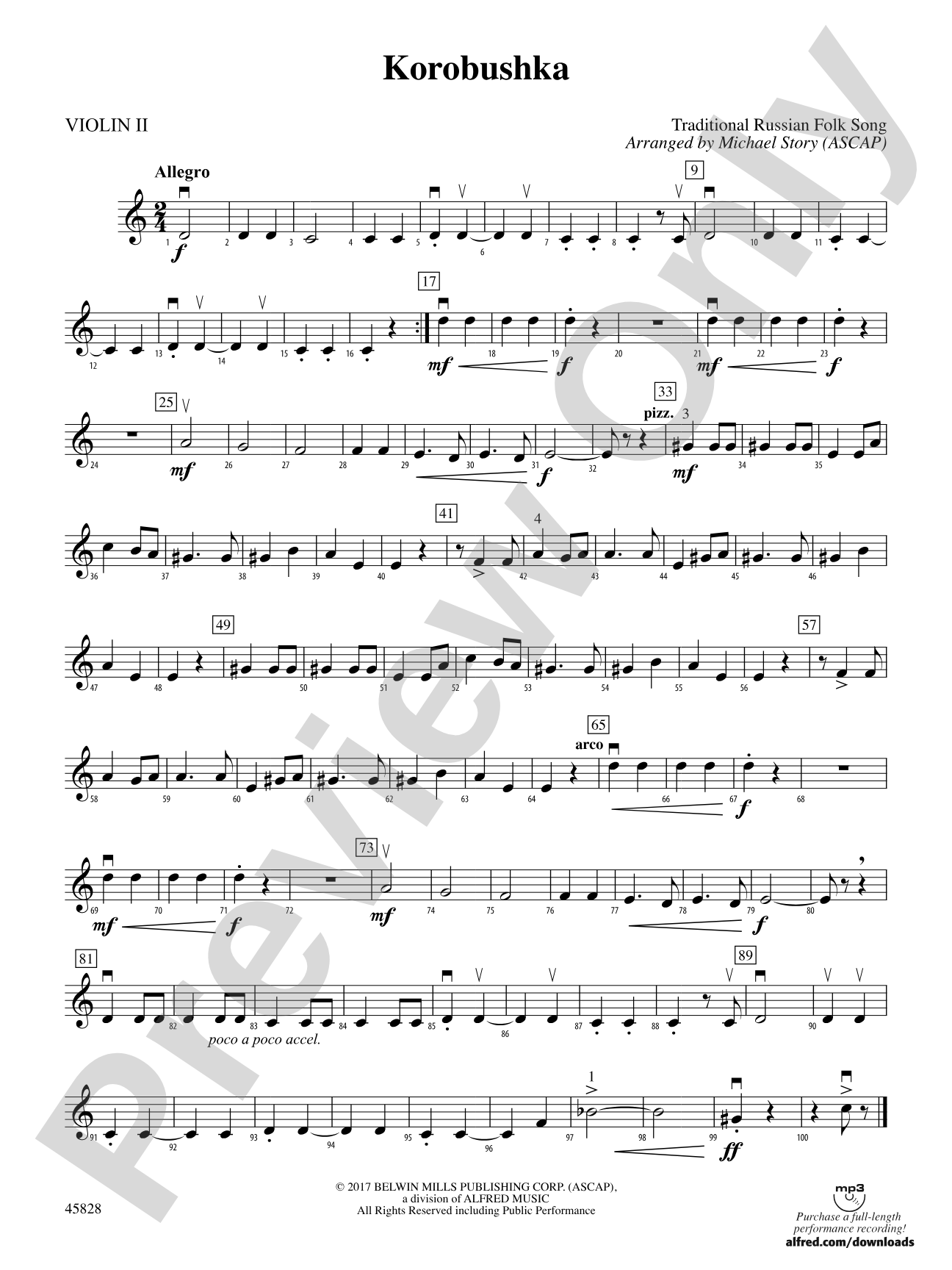 Korobushka: 2nd Violin