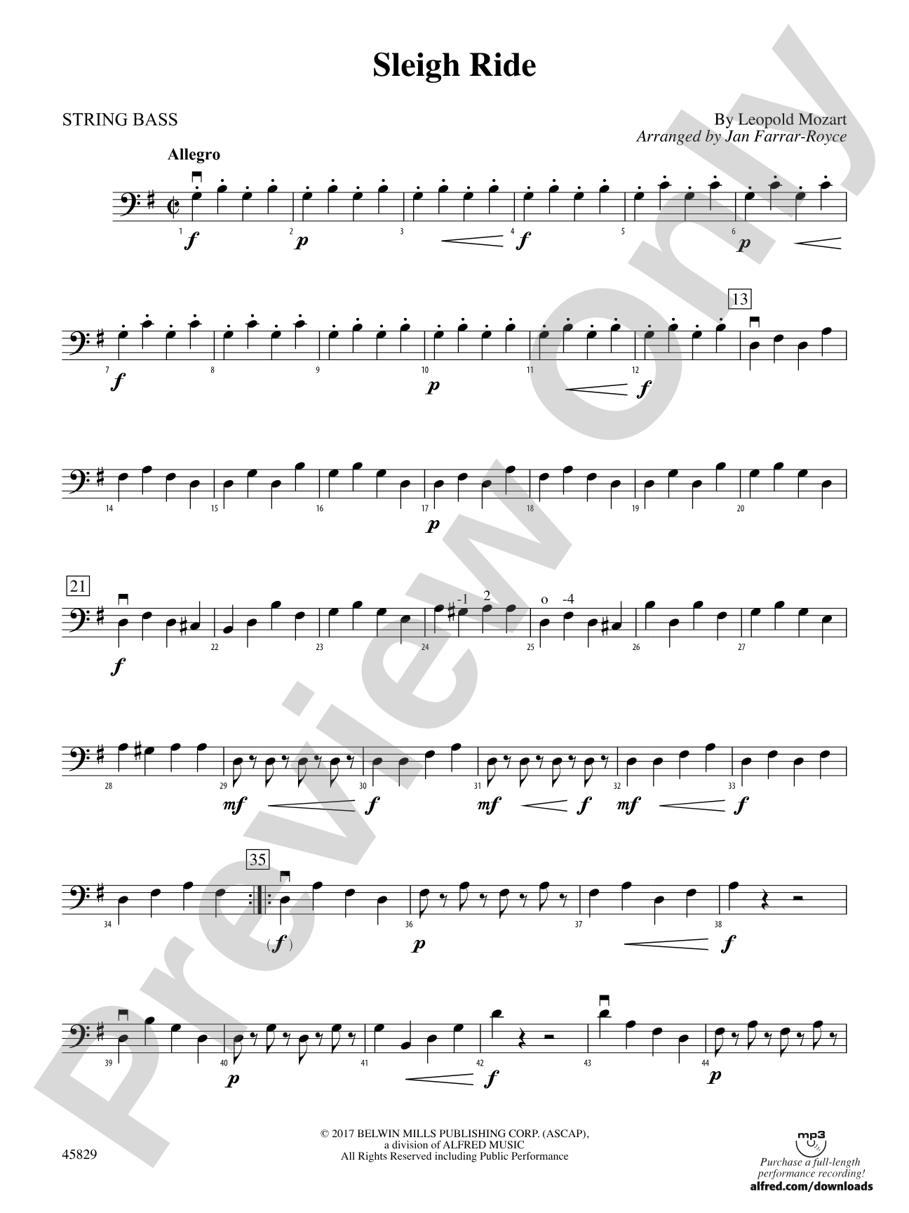 Sleigh Ride: String Bass