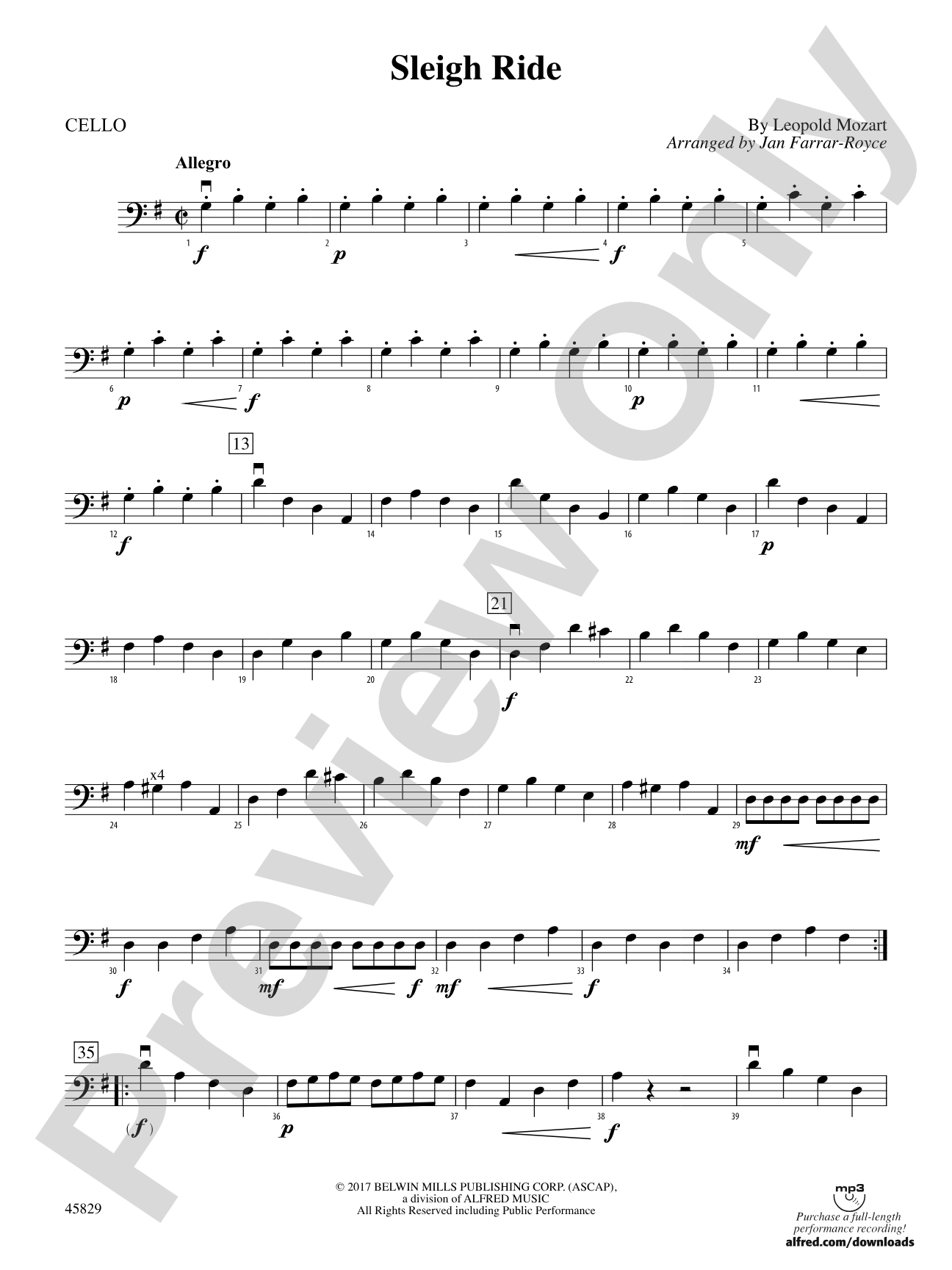 Sleigh Ride: Cello