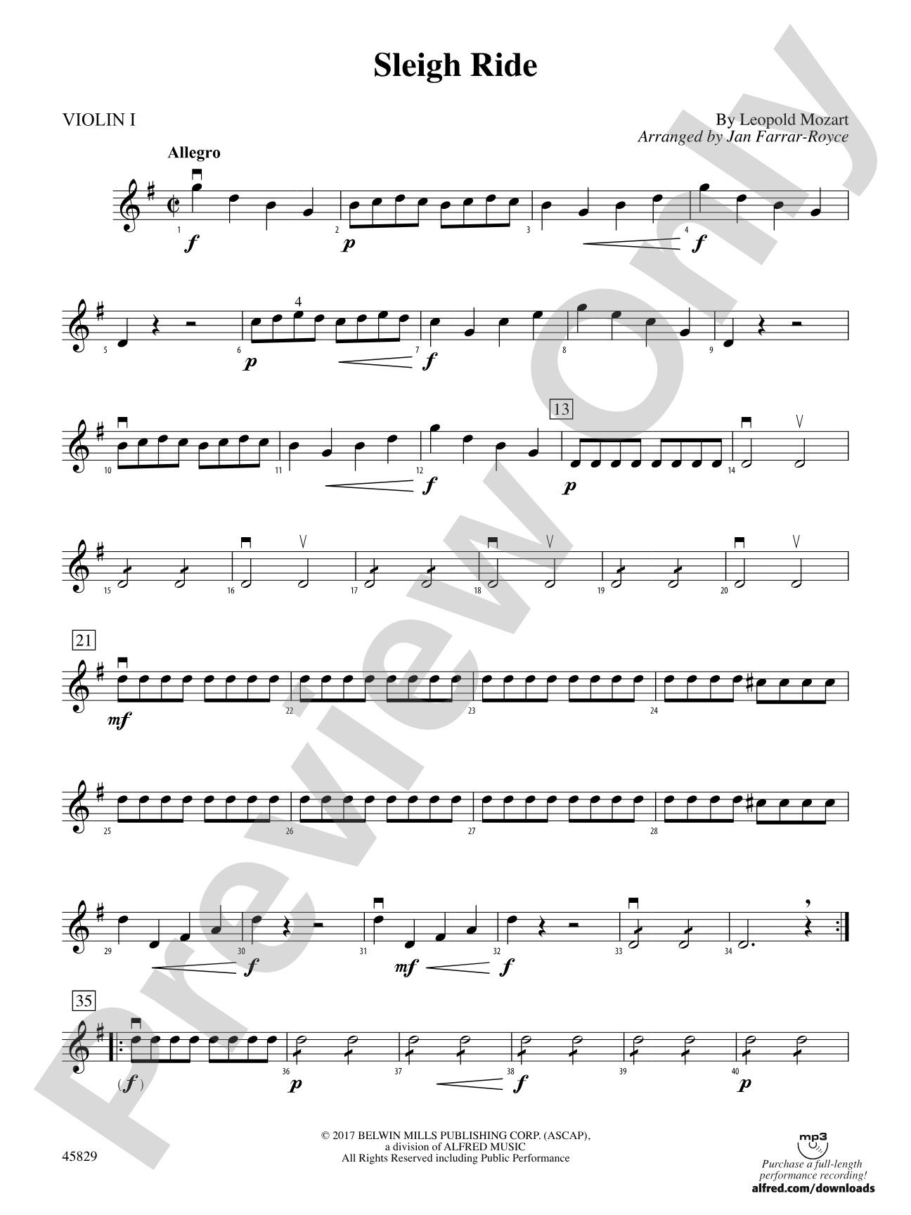 Sleigh Ride: 1st Violin
