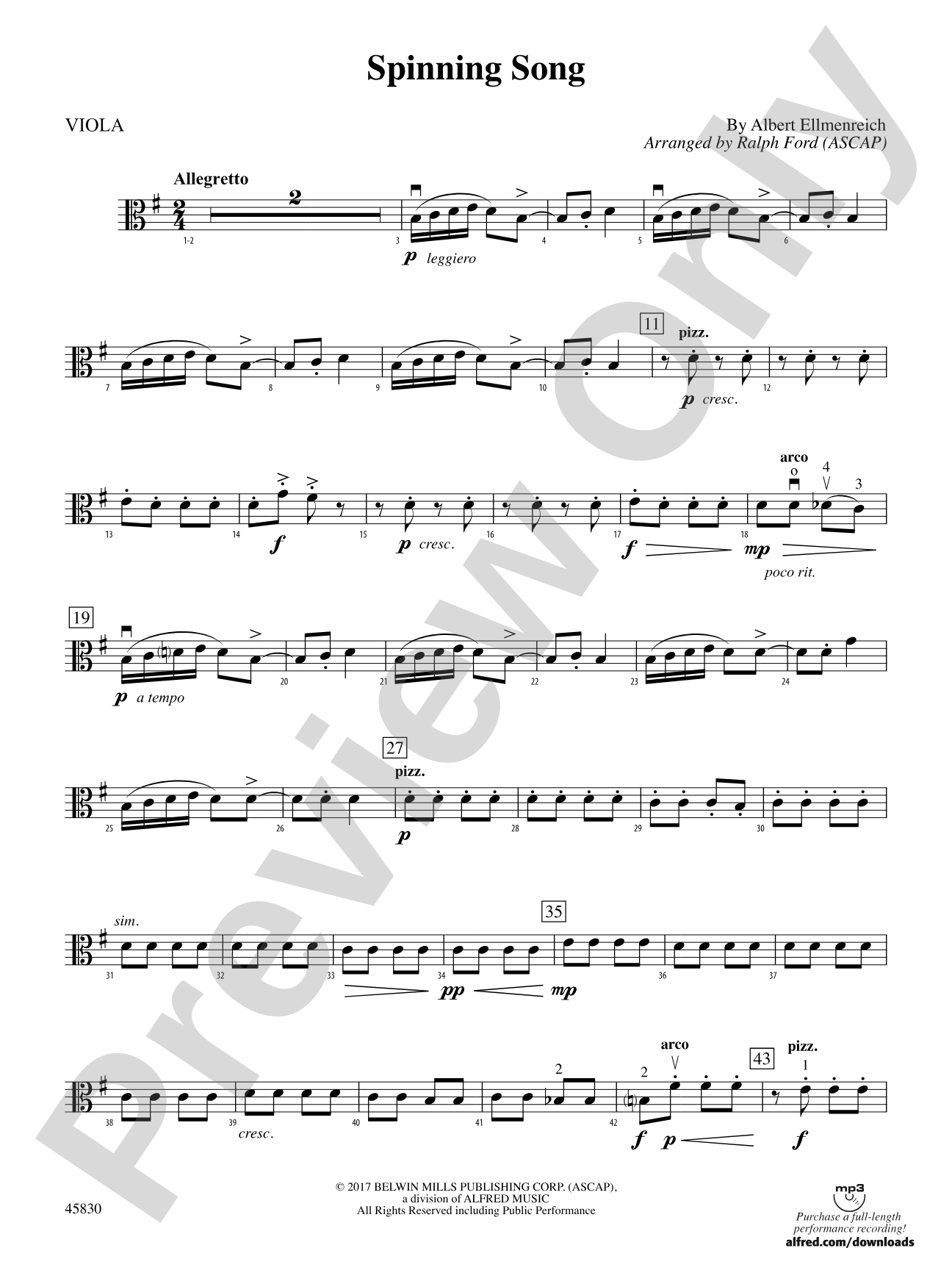 Spinning Song: Viola
