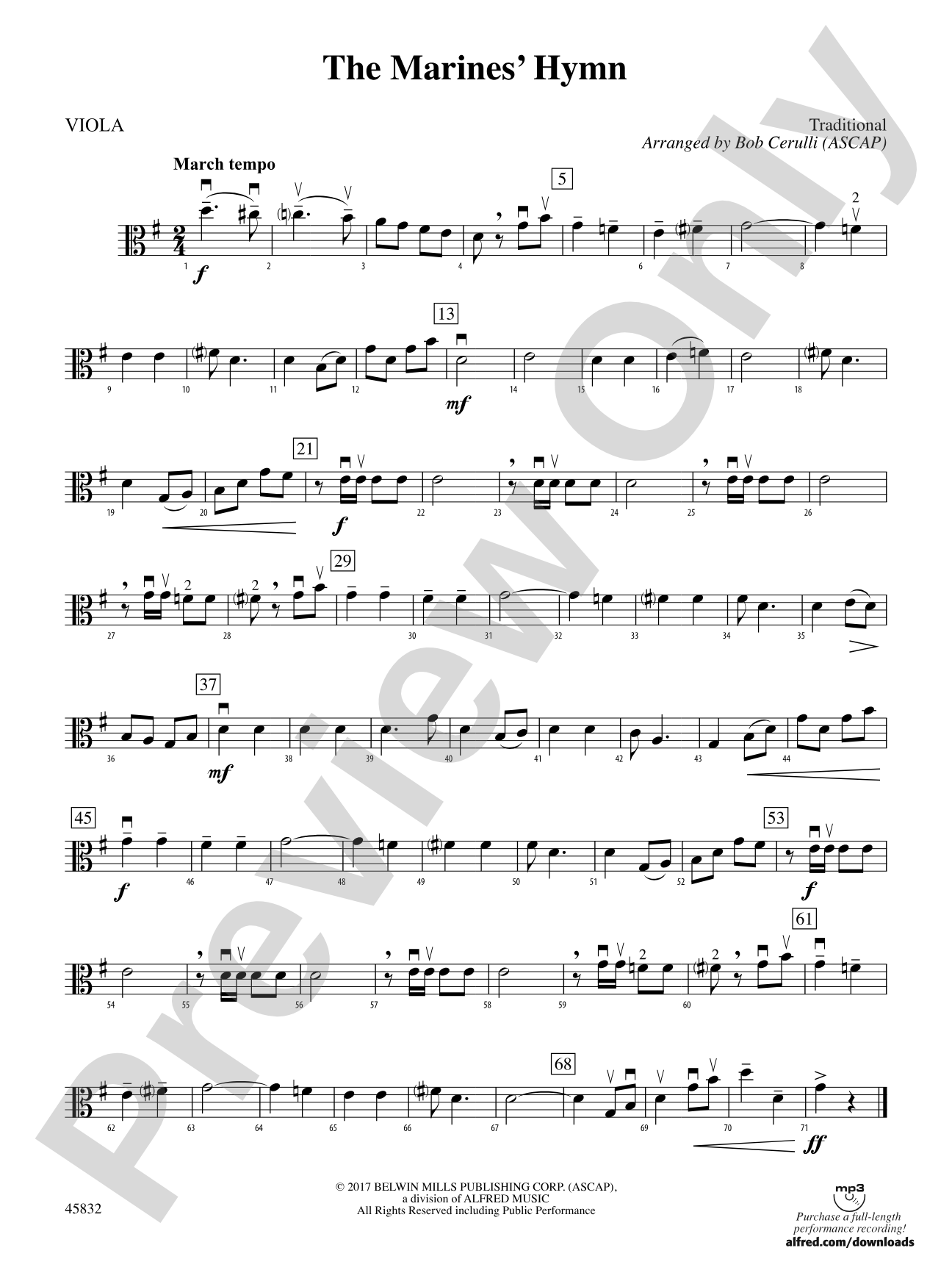 The Marines' Hymn: Viola