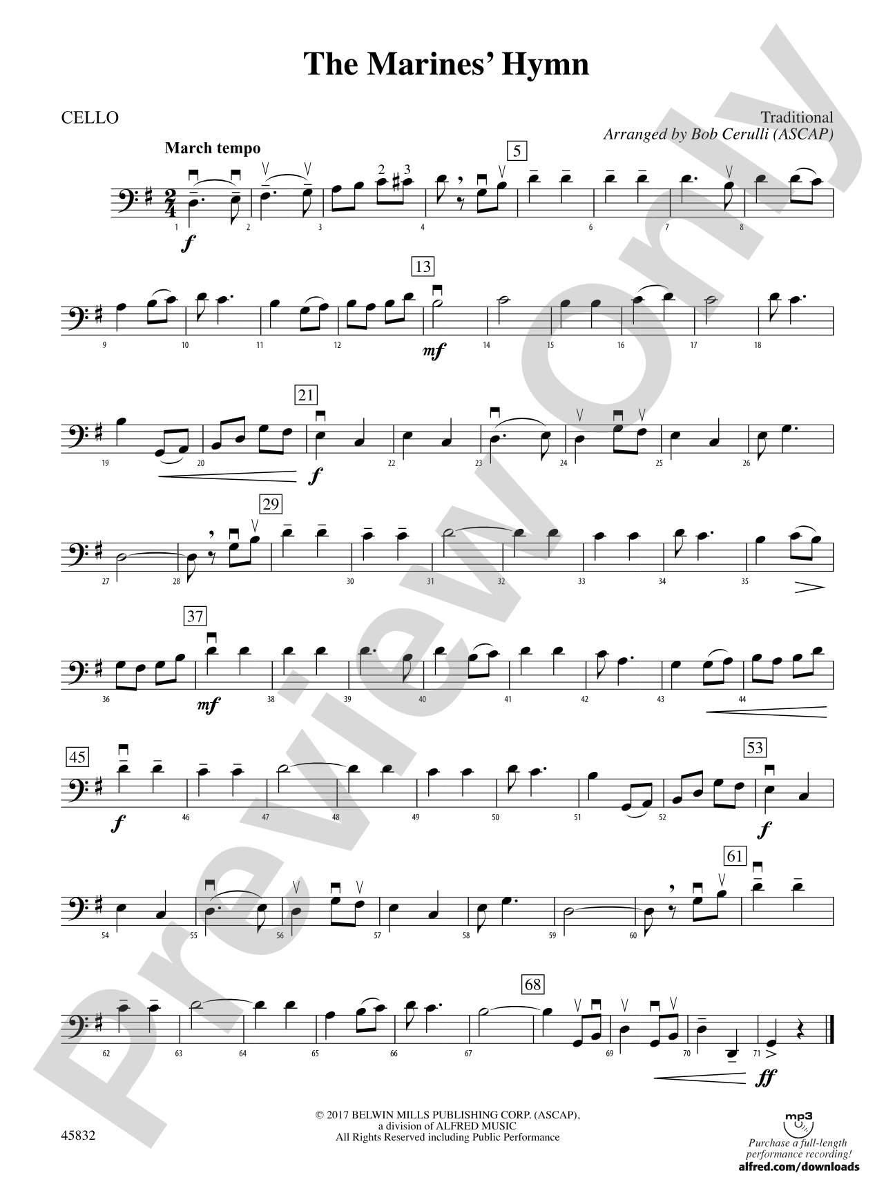The Marines' Hymn: Cello