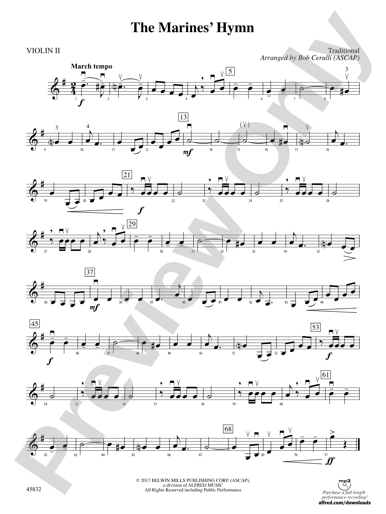 The Marines' Hymn: 2nd Violin