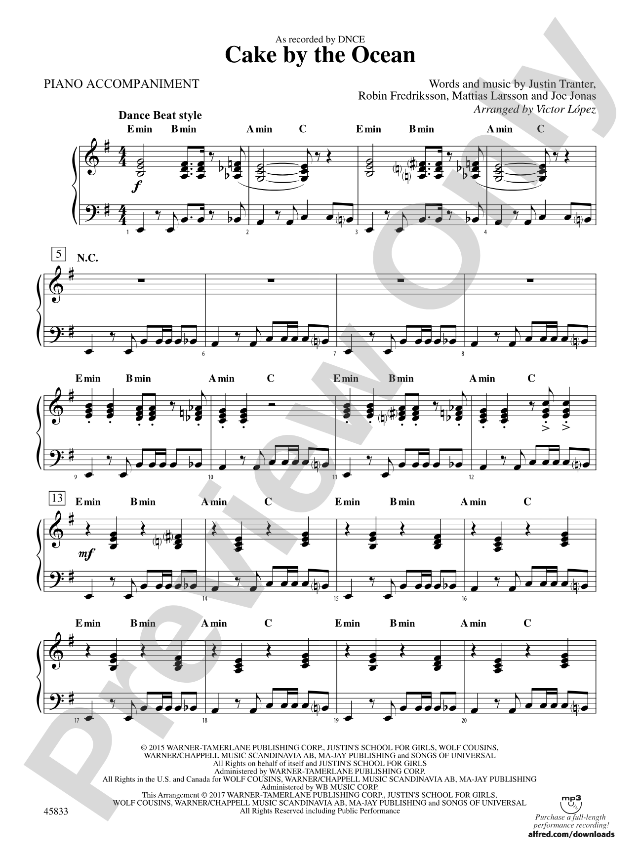 Cake by the Ocean: Piano Accompaniment