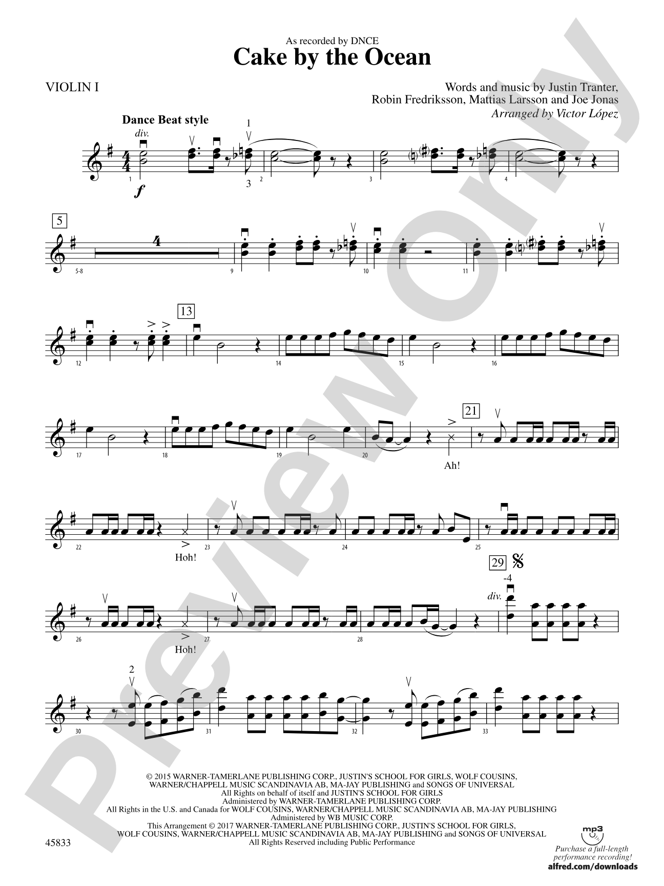 Cake by the Ocean: 1st Violin
