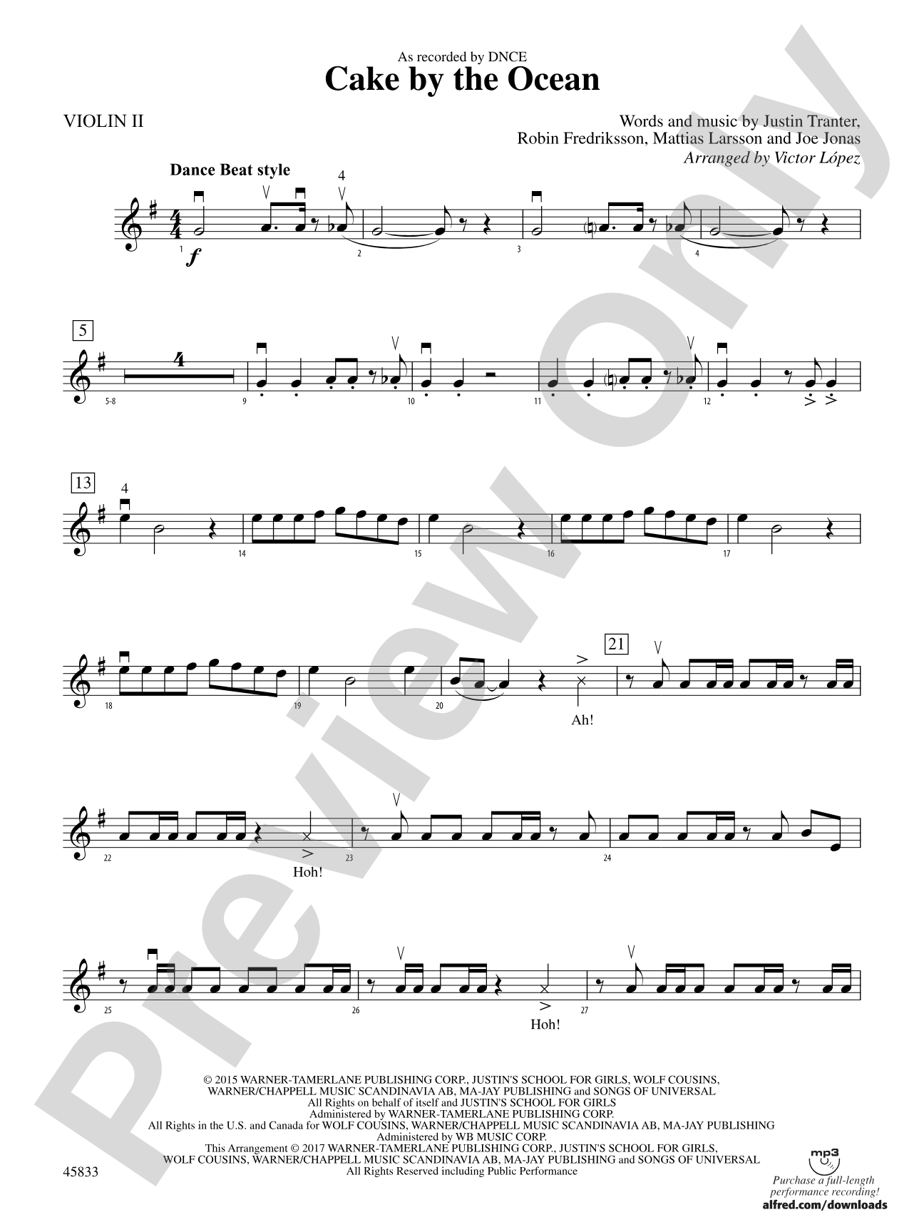 Cake by the Ocean: 2nd Violin