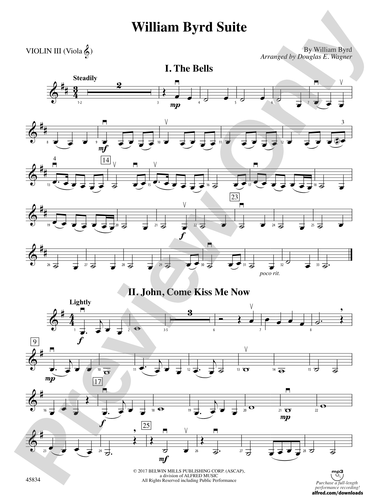 William Byrd Suite: 3rd Violin (Viola [TC])