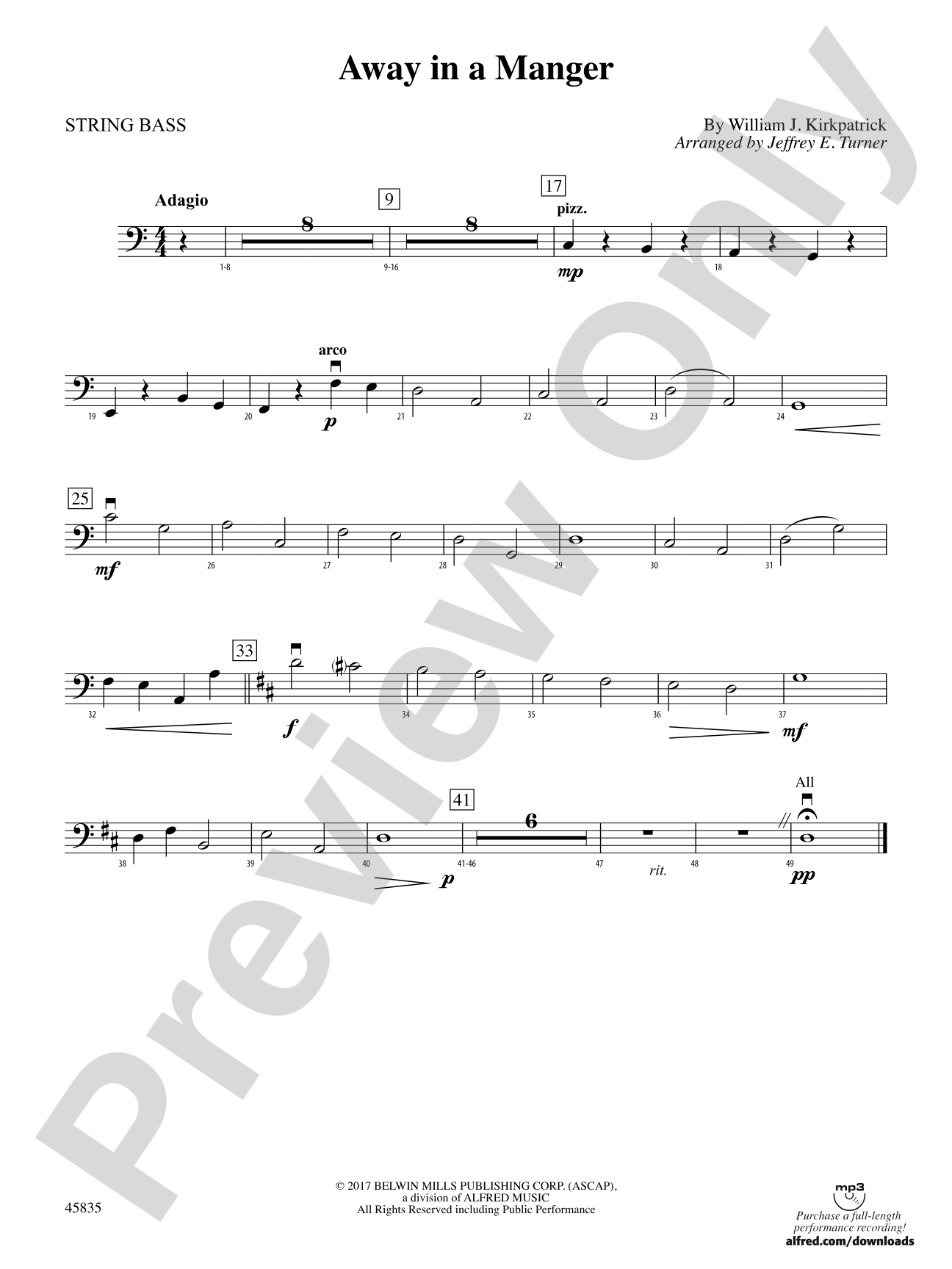 Away in a Manger: String Bass