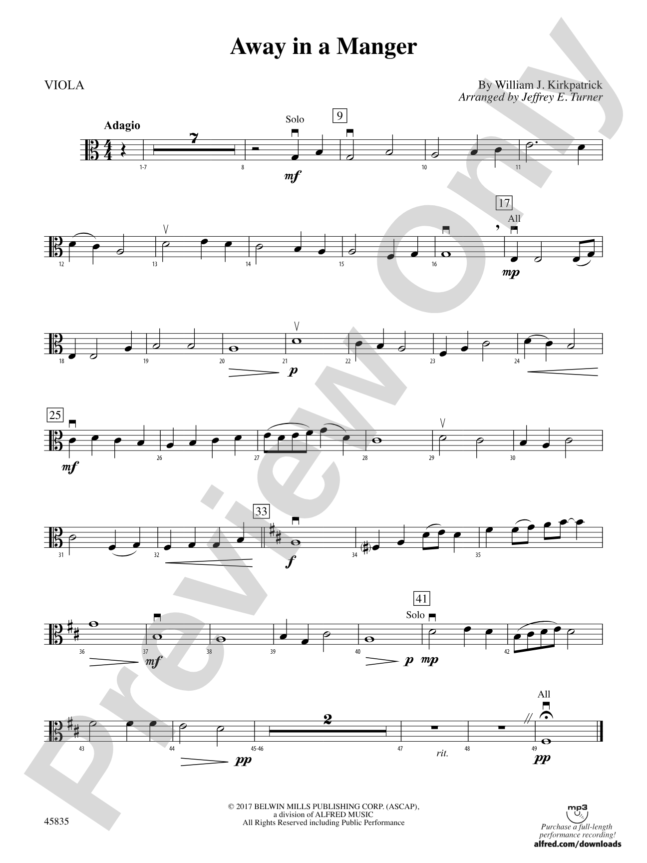 Away in a Manger: Viola