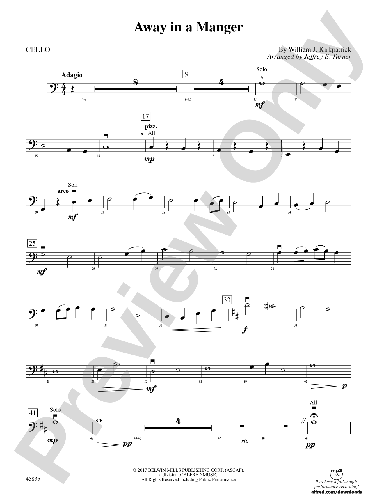 Away in a Manger: Cello