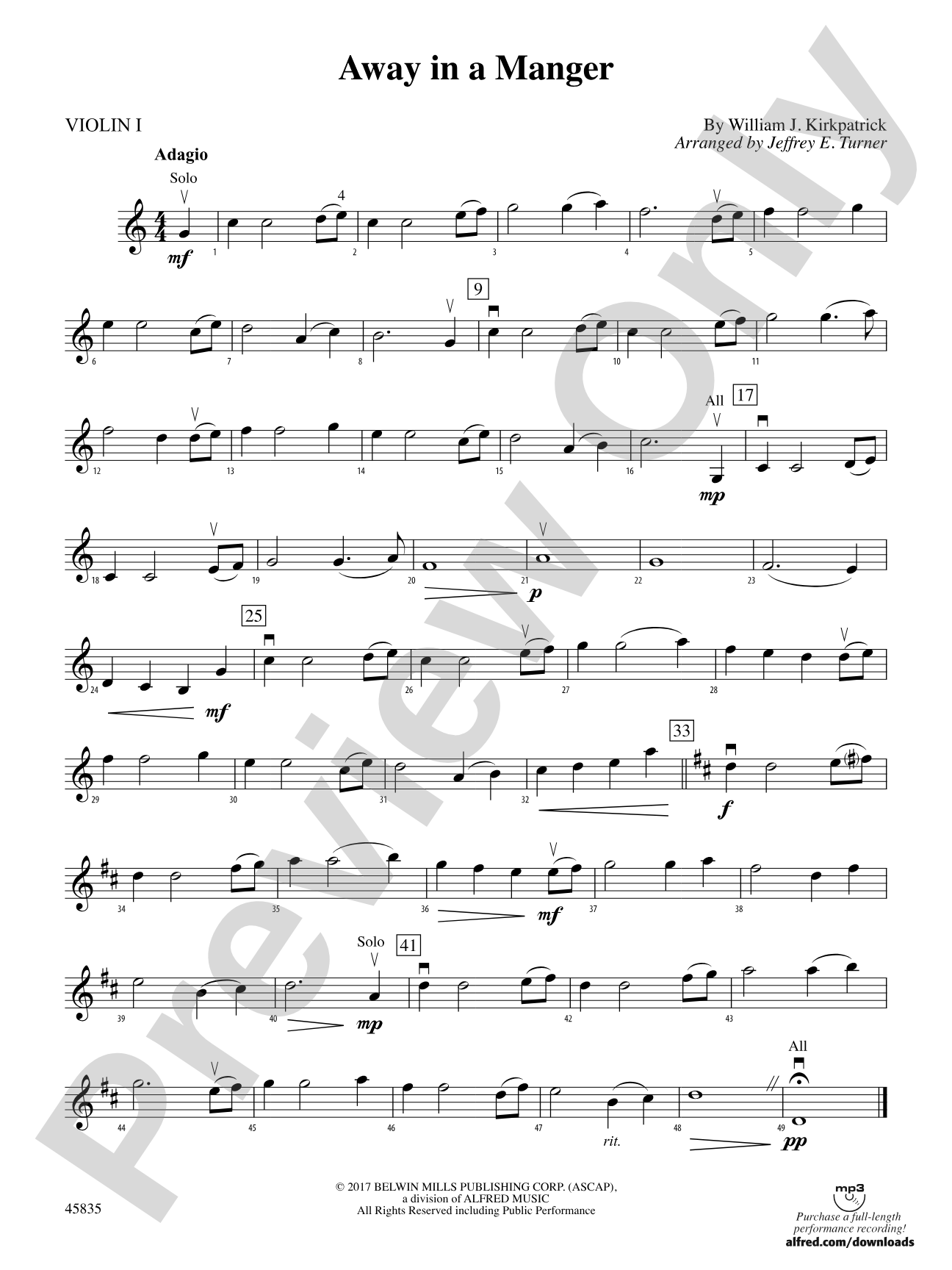 Away in a Manger: 1st Violin
