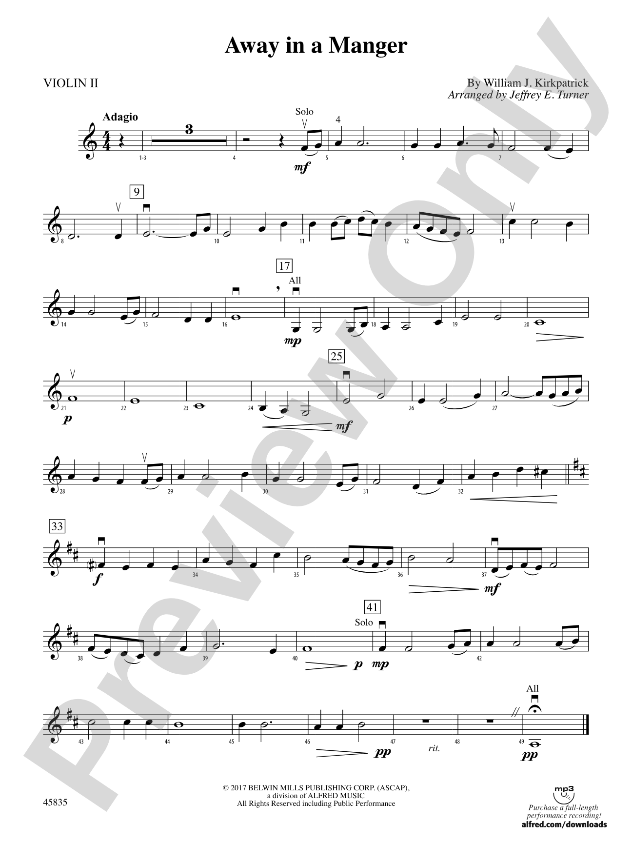 Away in a Manger: 2nd Violin