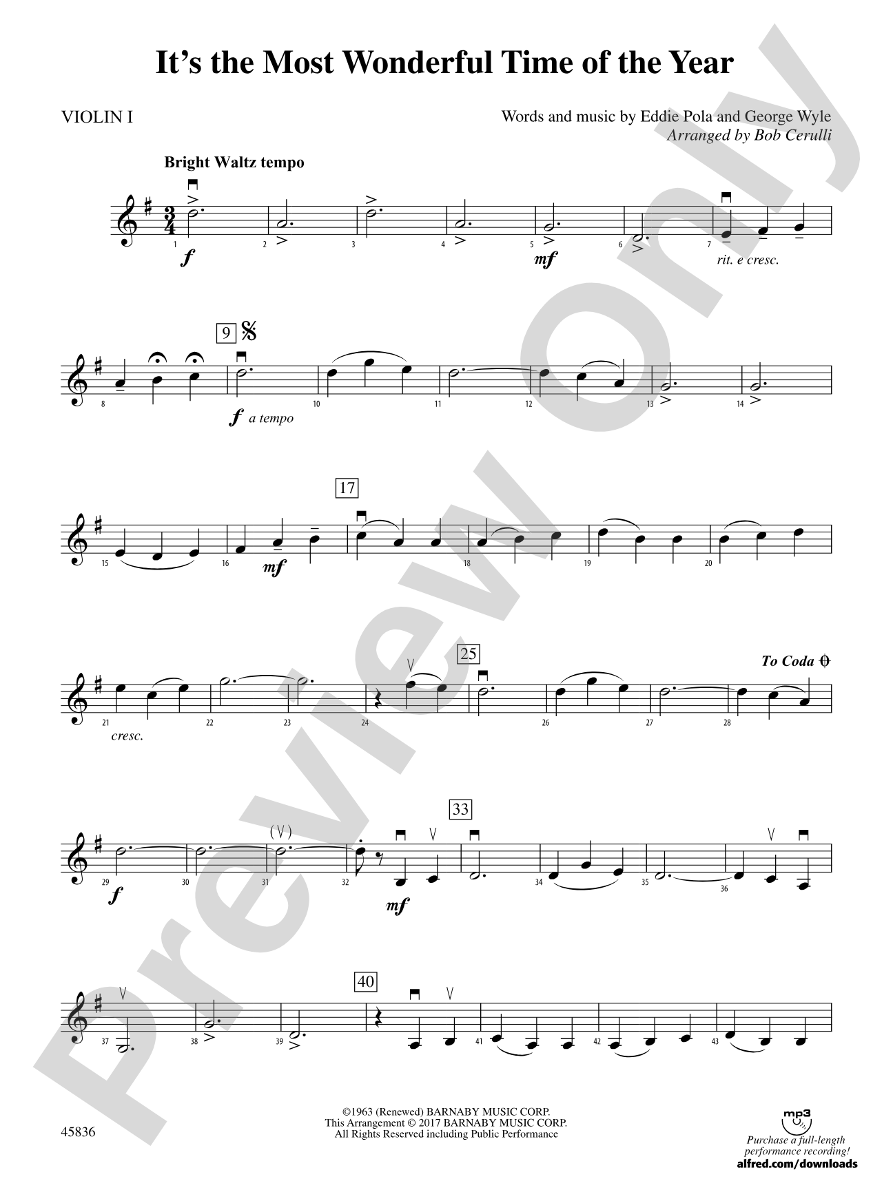 It's the Most Wonderful Time of the Year: 1st Violin