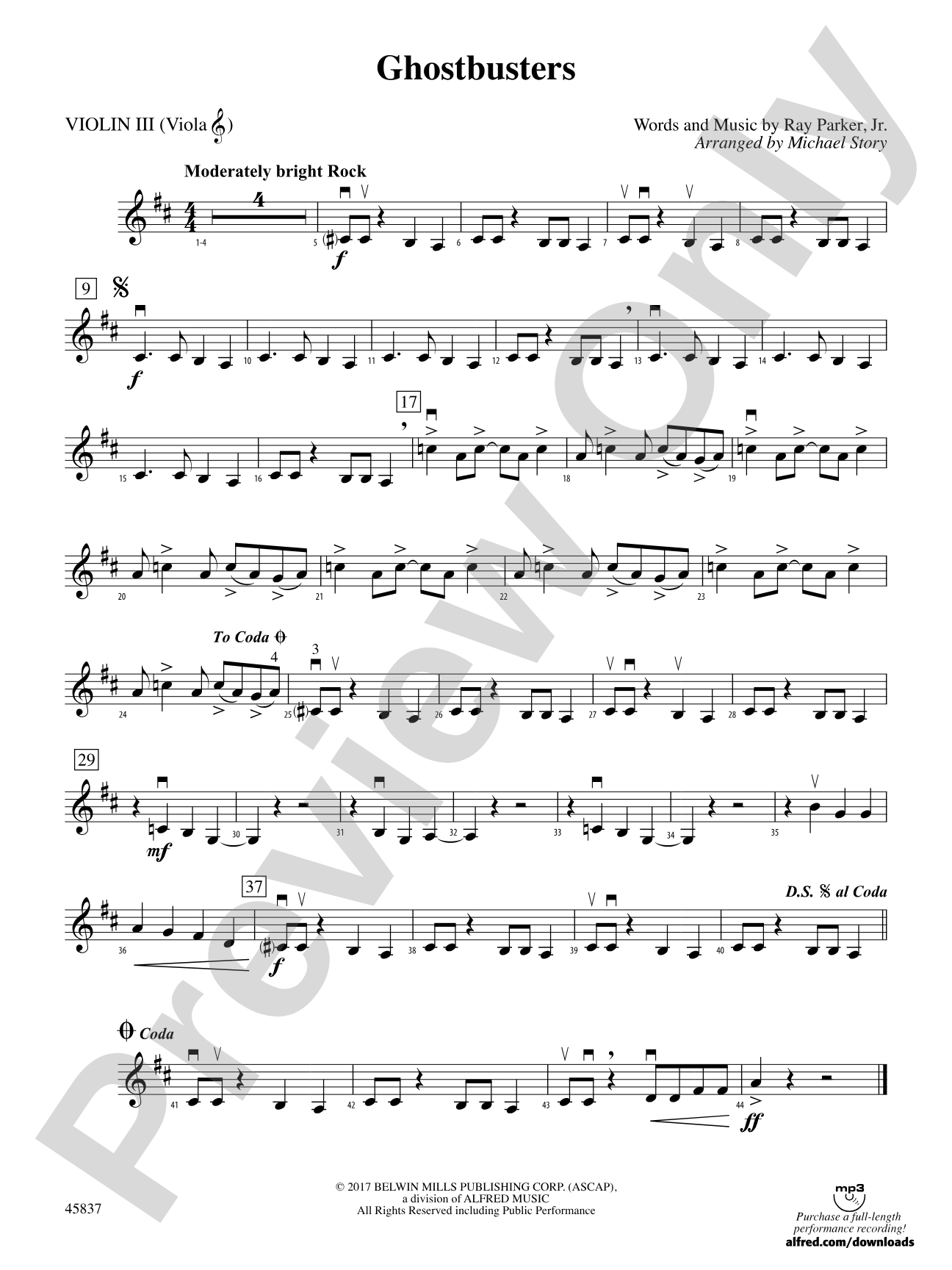 Ghostbusters: 3rd Violin (Viola [TC])