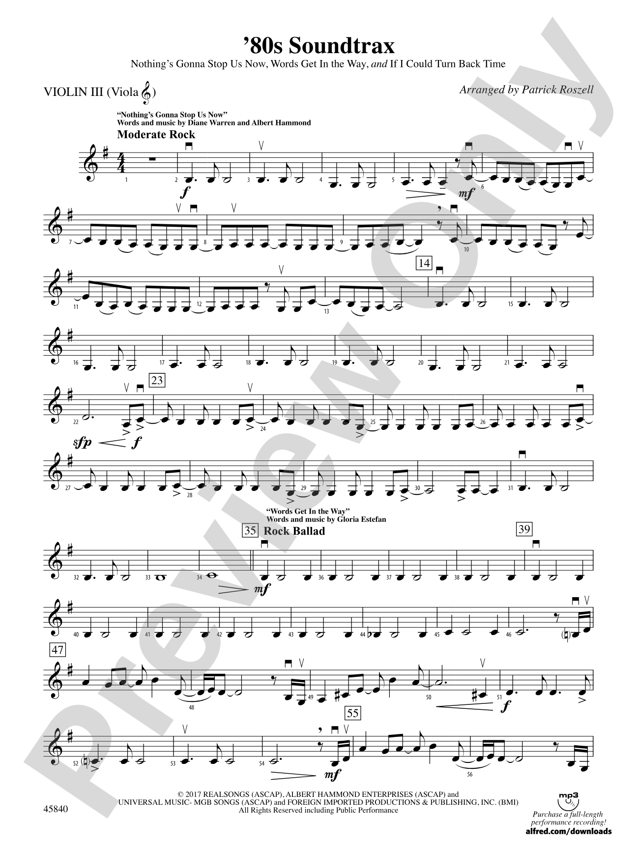 '80s Soundtrax: 3rd Violin (Viola [TC])