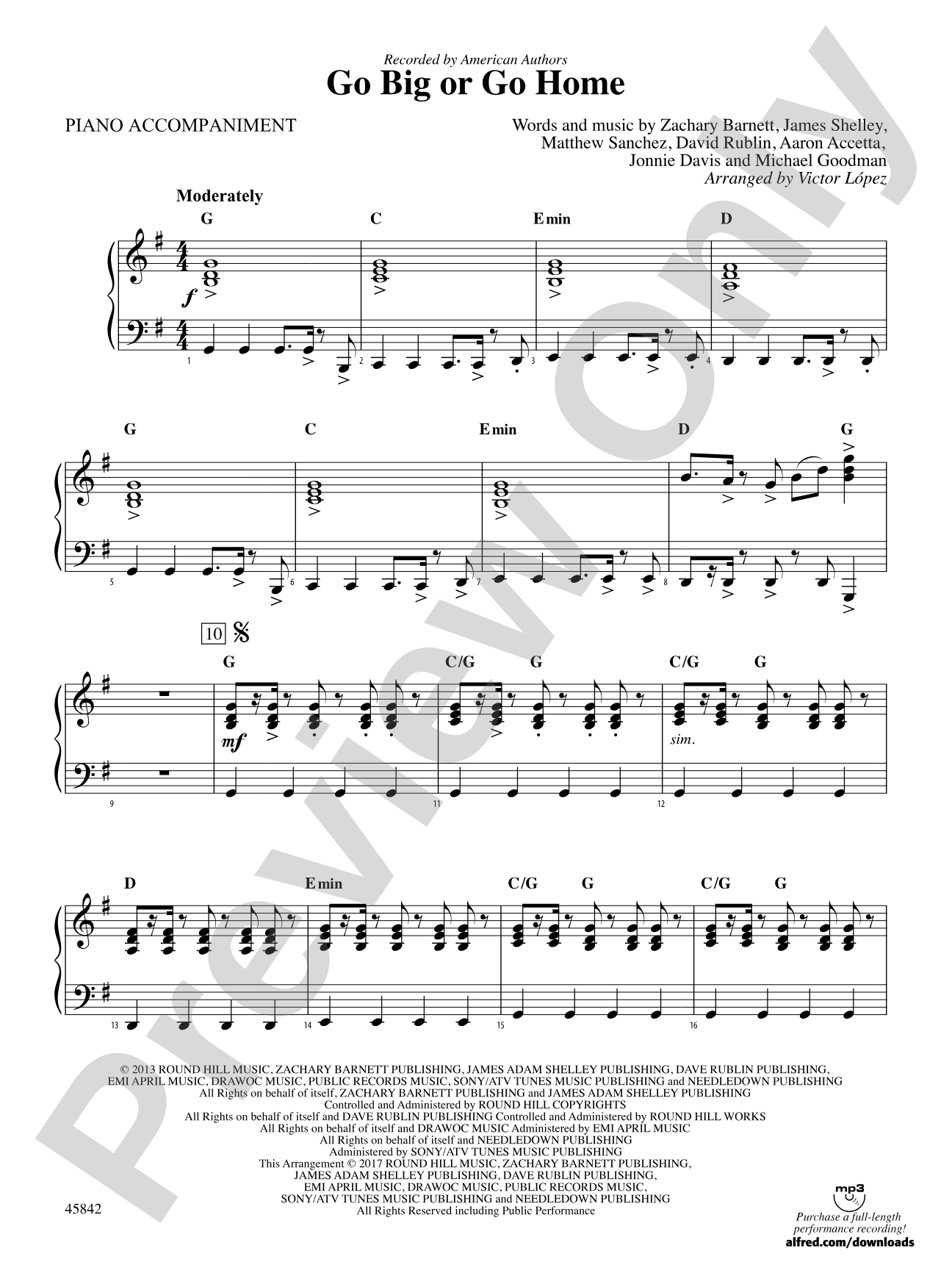Go Big or Go Home: Piano Accompaniment