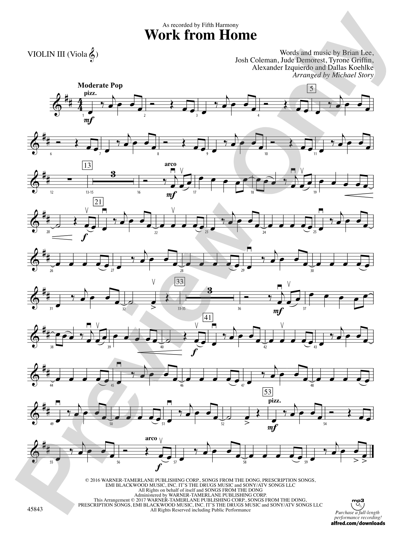 Work from Home: 3rd Violin (Viola [TC])