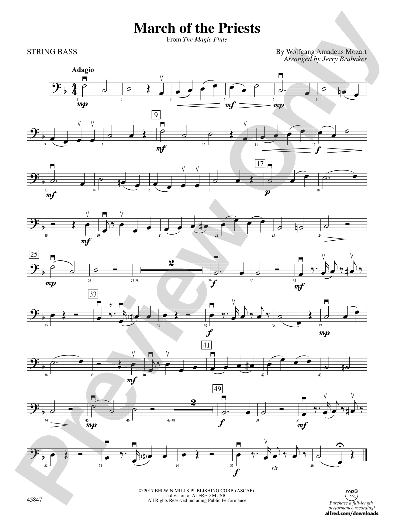 March of the Priests: String Bass