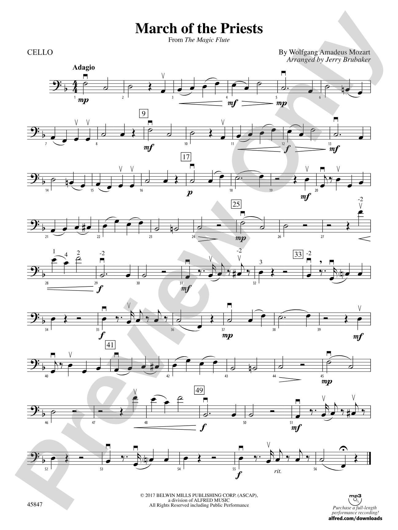 March of the Priests: Cello