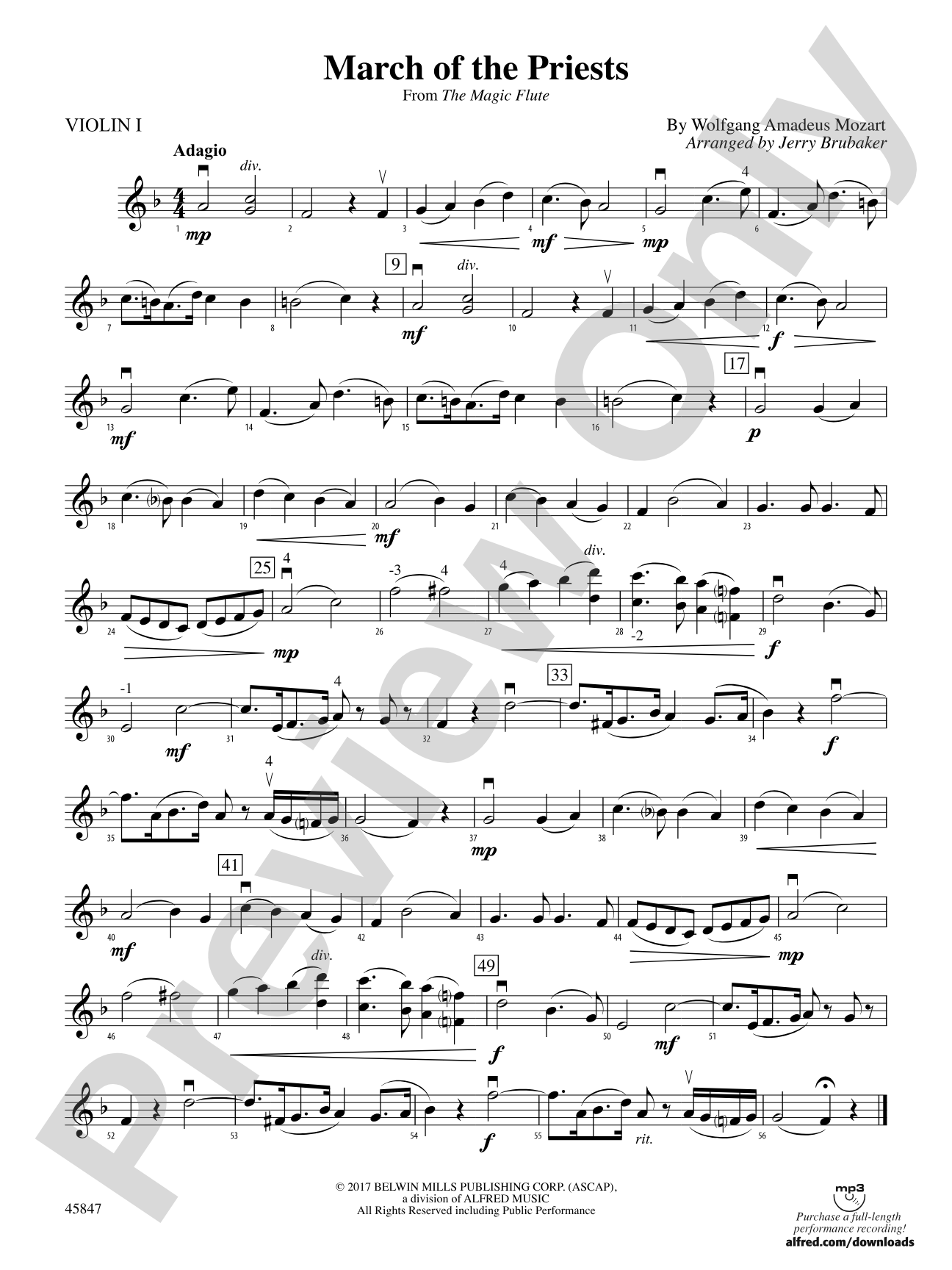 March of the Priests: 1st Violin