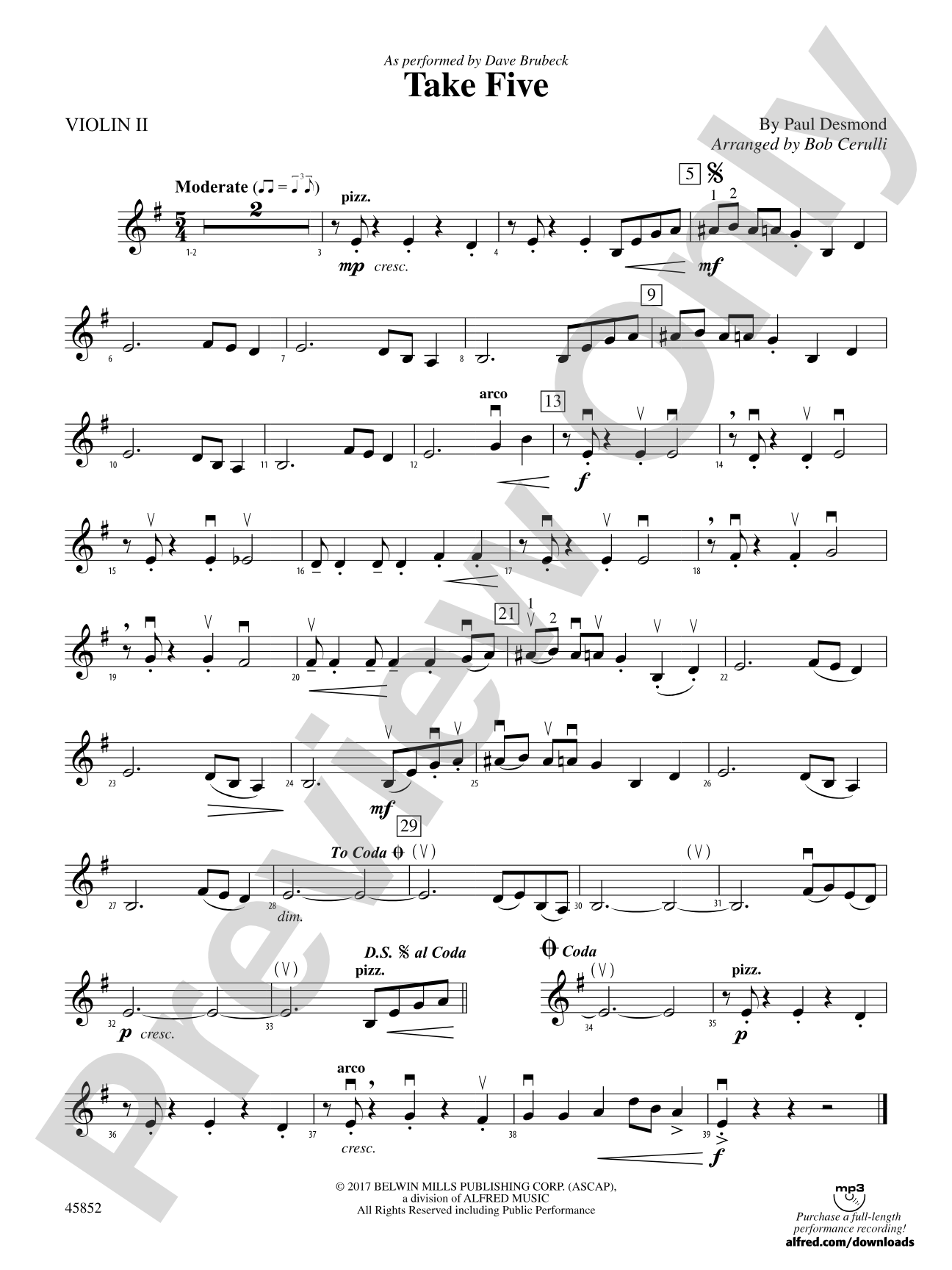 Take Five: 2nd Violin