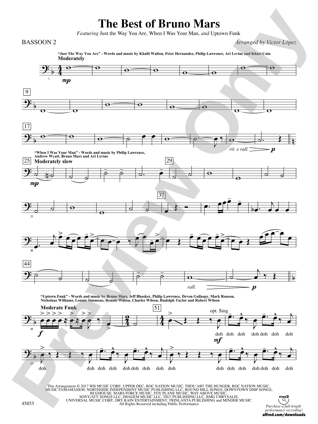 The Best of Bruno Mars: 2nd Bassoon