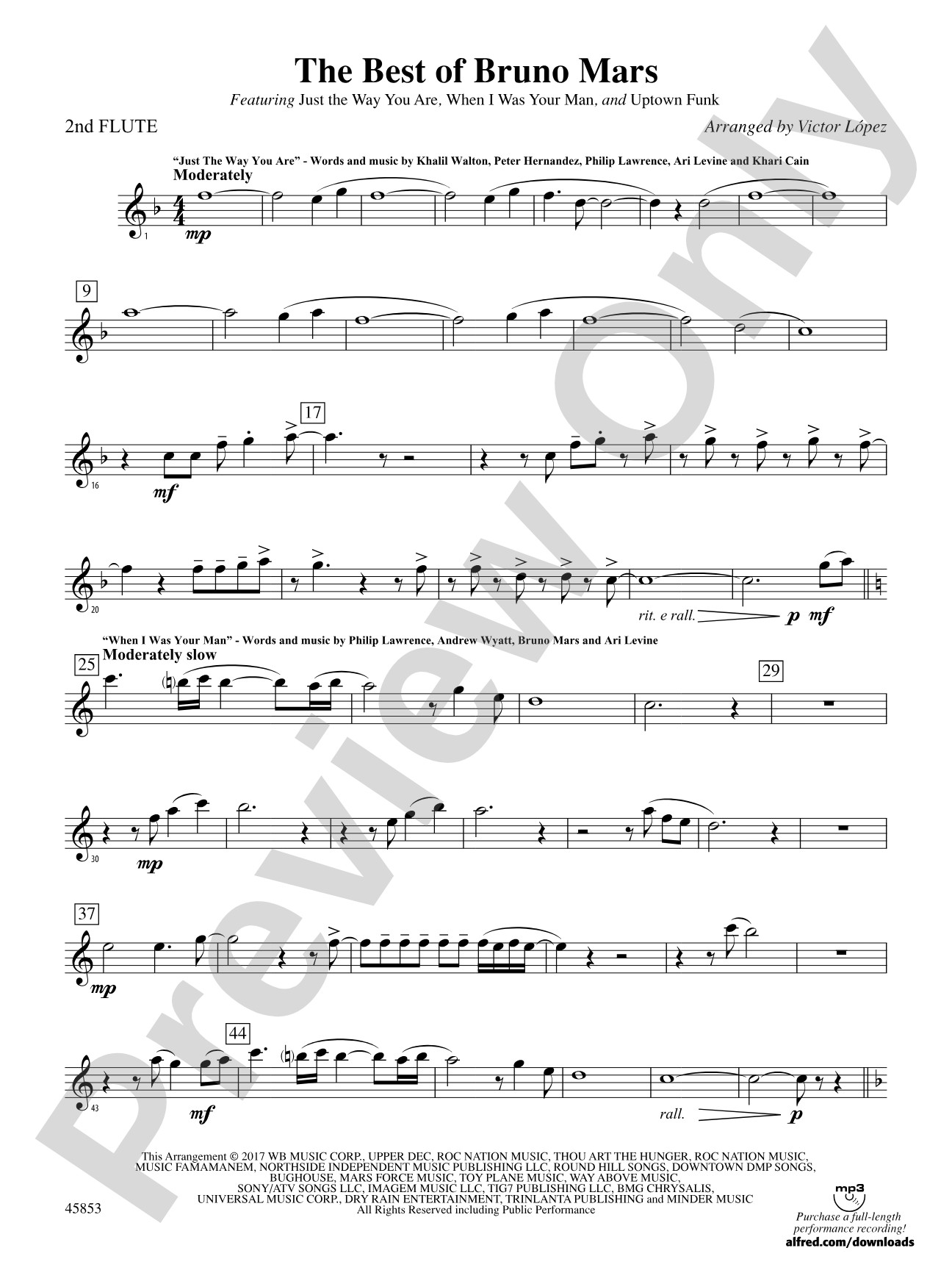 The Best of Bruno Mars: 2nd Flute