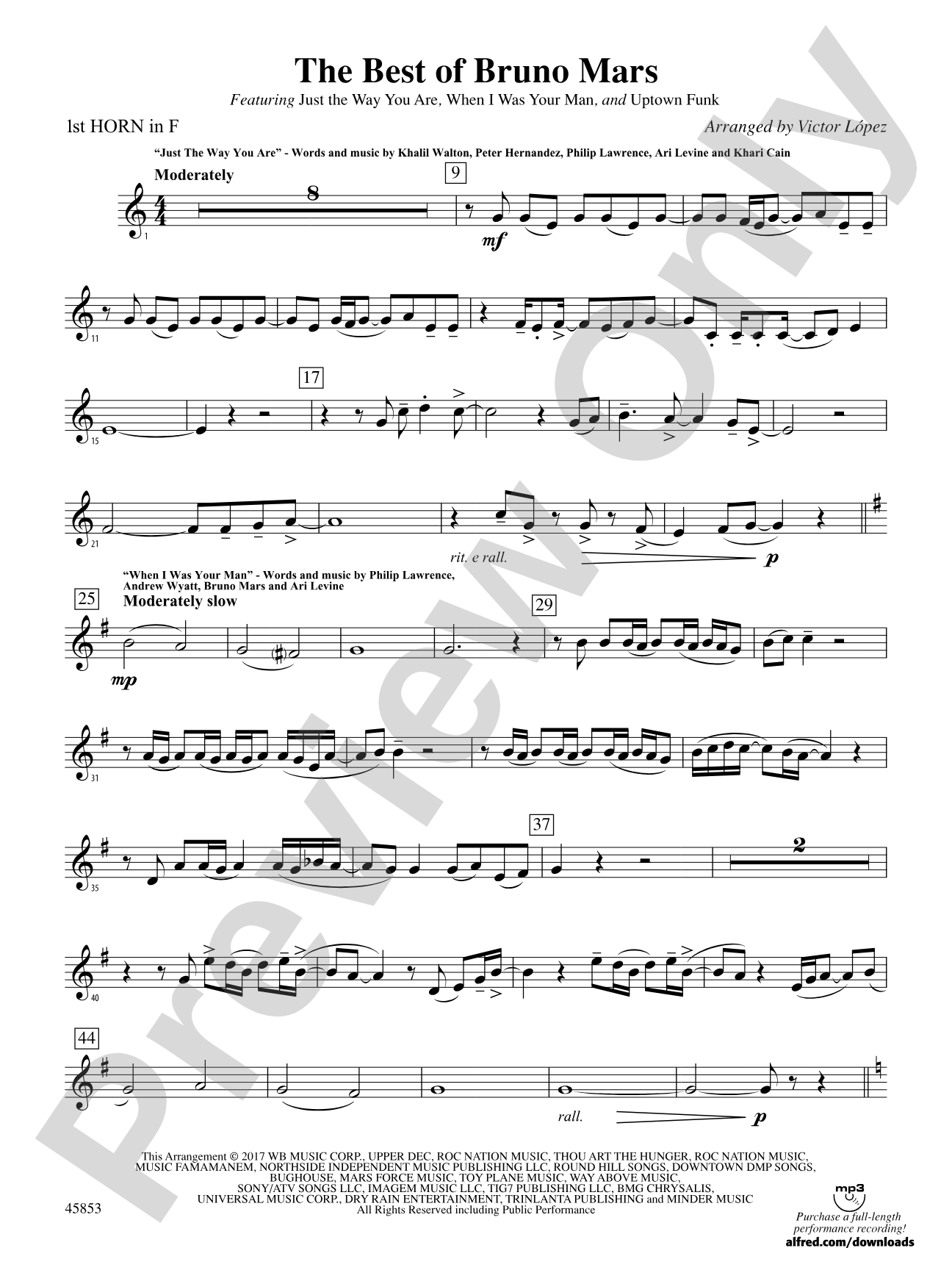 The Best of Bruno Mars: 1st F Horn