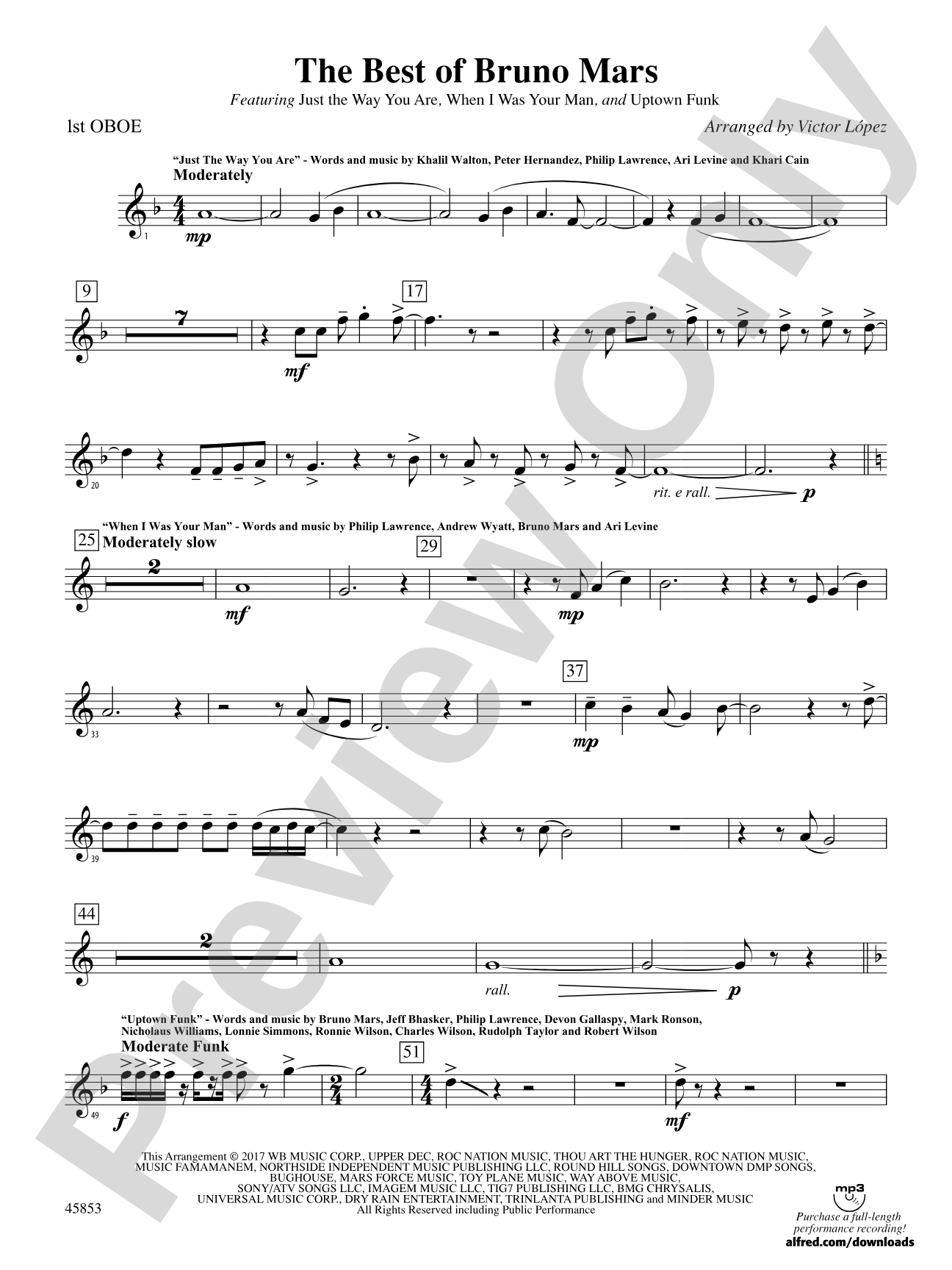 The Best of Bruno Mars: Oboe