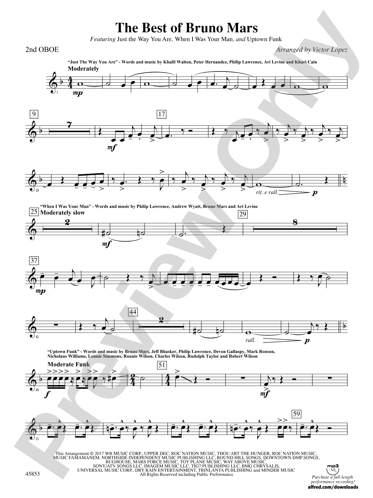 The Best of Bruno Mars: 2nd Oboe